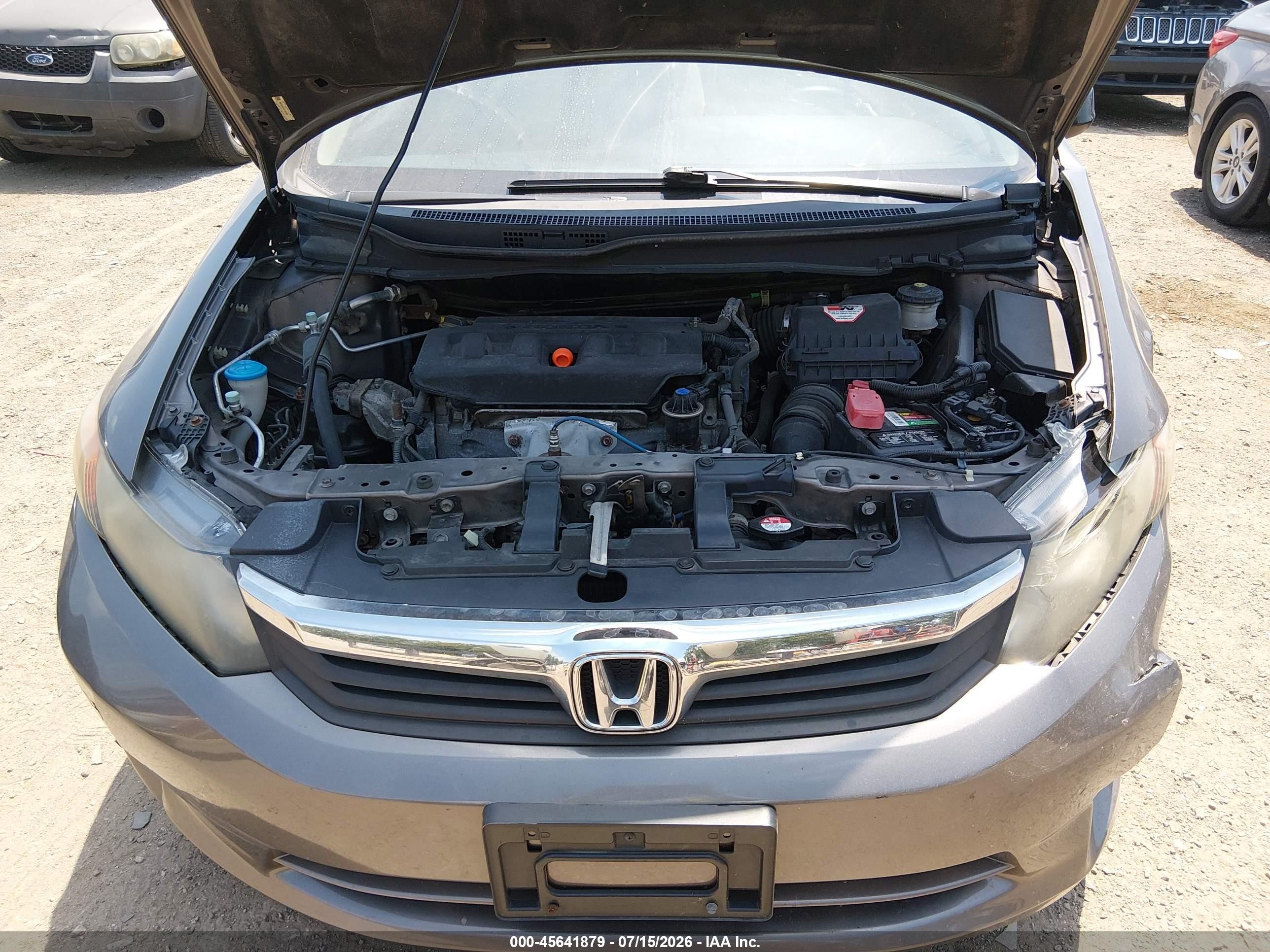 2012 Honda Civic Lx Gray vin: 19XFB2F51CE103703