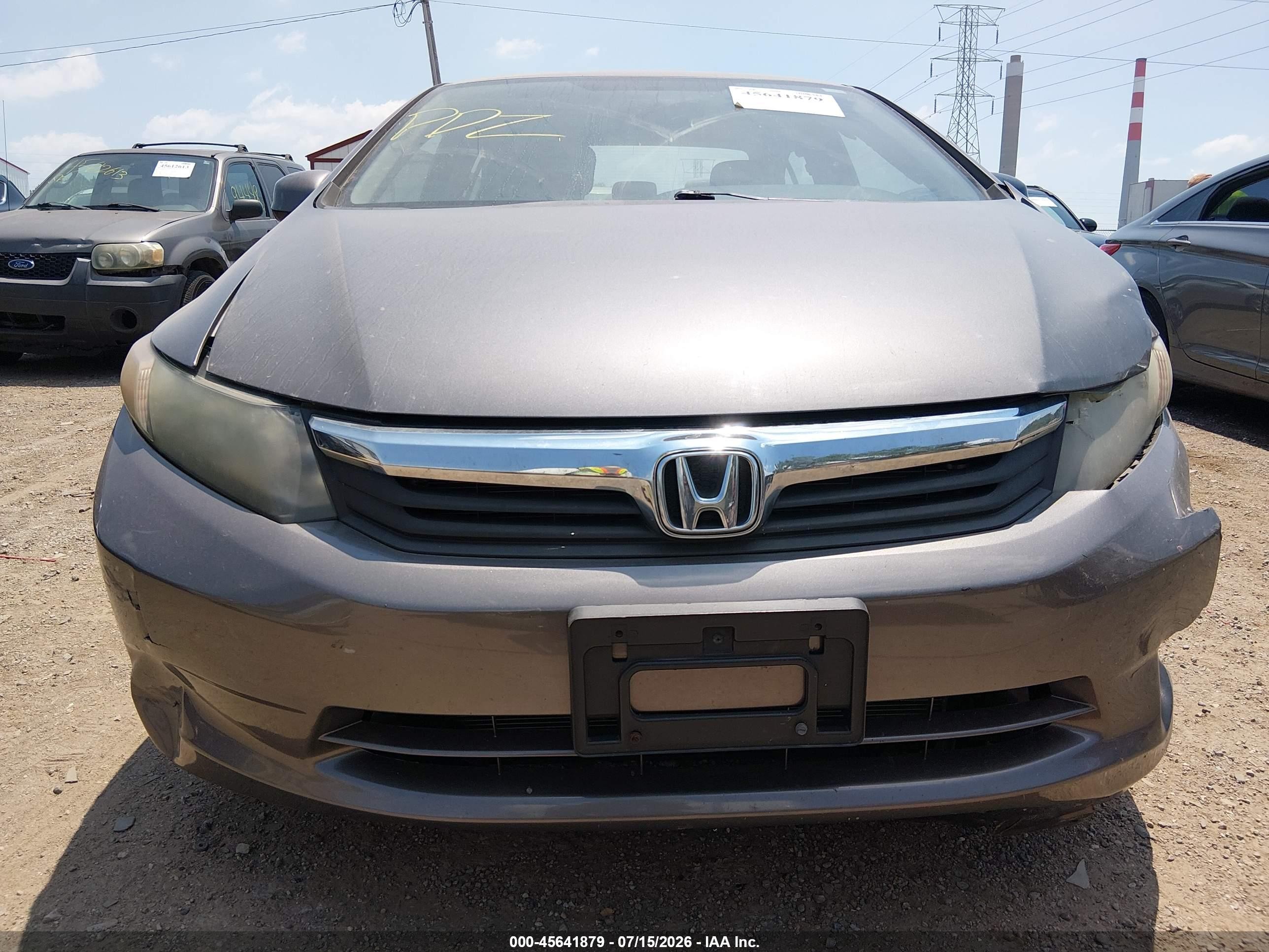 2012 Honda Civic Lx Gray vin: 19XFB2F51CE103703
