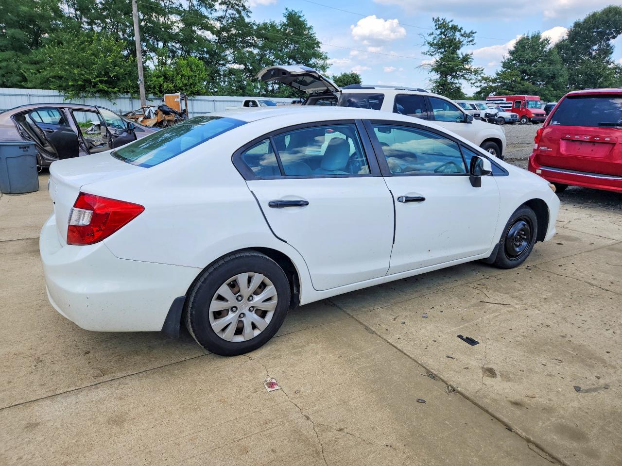 2012 Honda Civic Lx White vin: 19XFB2F51CE312293