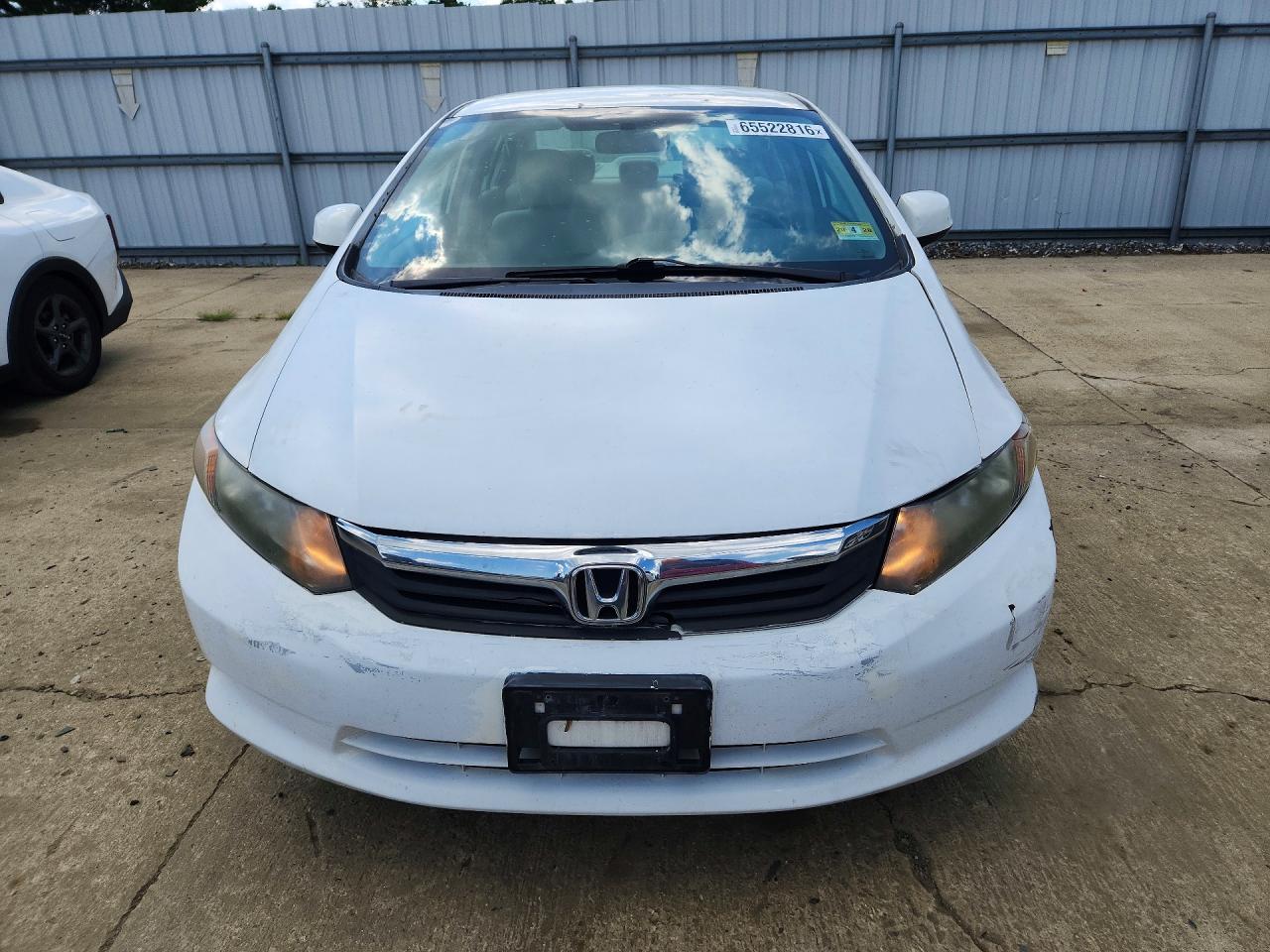 2012 Honda Civic Lx White vin: 19XFB2F51CE312293