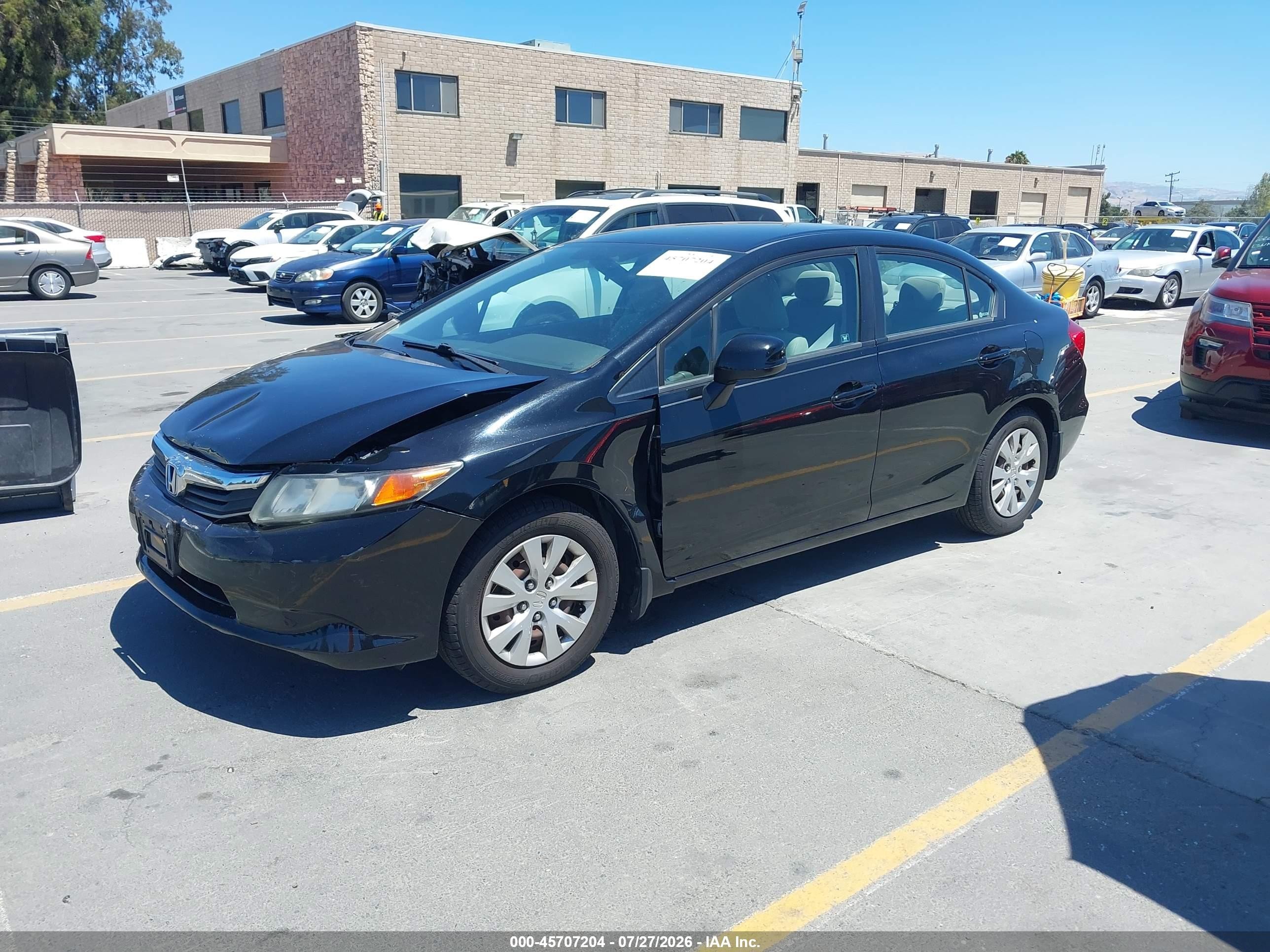 2012 Honda Civic Lx Black vin: 19XFB2F51CE313511