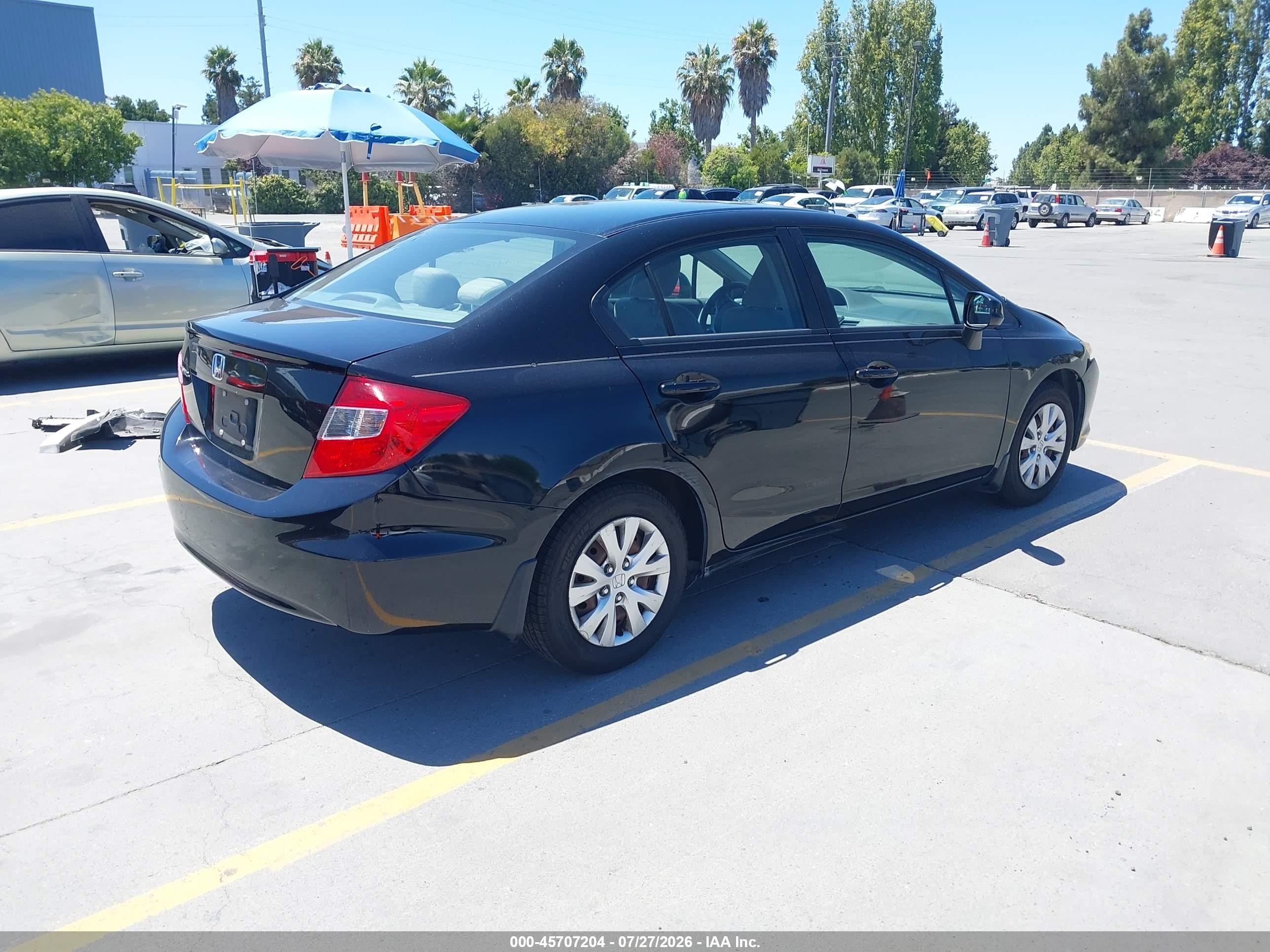 2012 Honda Civic Lx Black vin: 19XFB2F51CE313511
