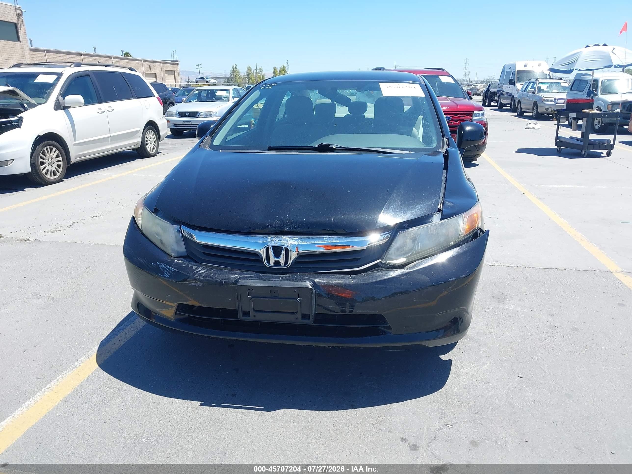 2012 Honda Civic Lx Black vin: 19XFB2F51CE313511