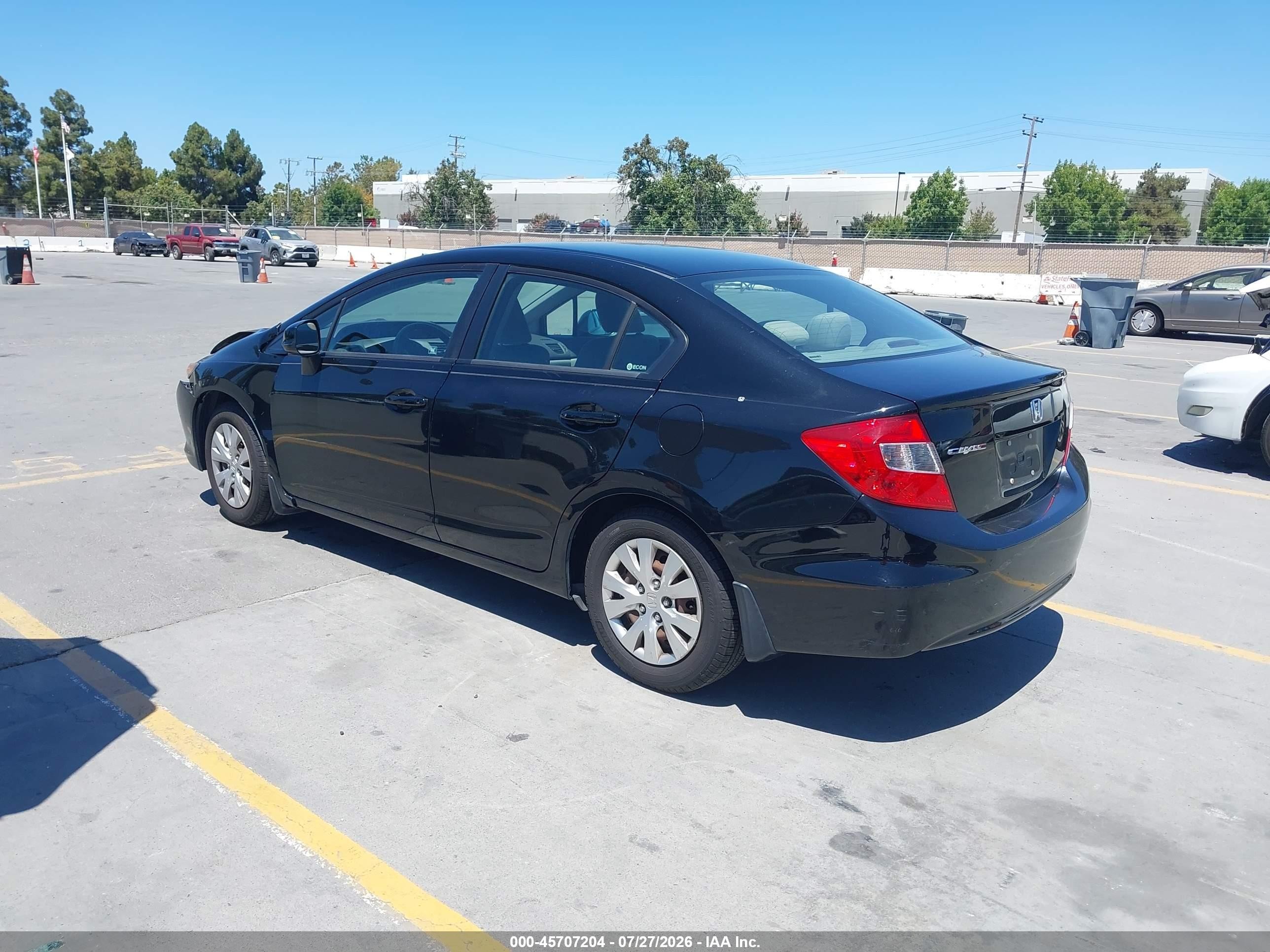 2012 Honda Civic Lx Black vin: 19XFB2F51CE313511