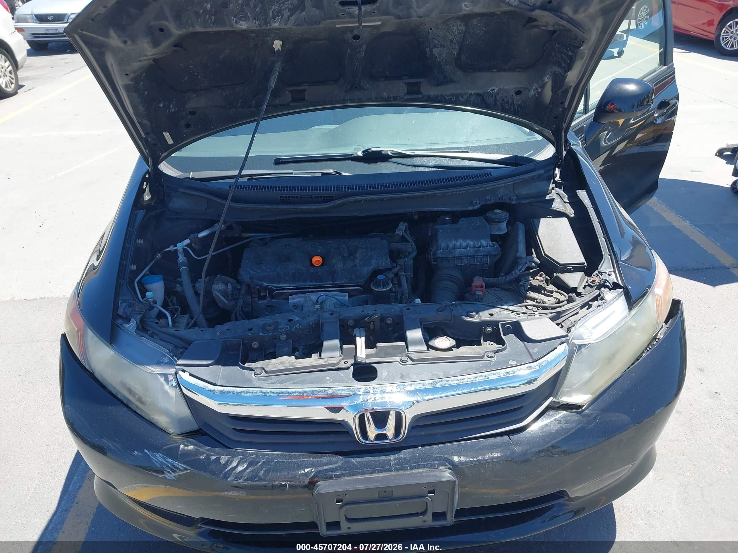 2012 Honda Civic Lx Black vin: 19XFB2F51CE313511