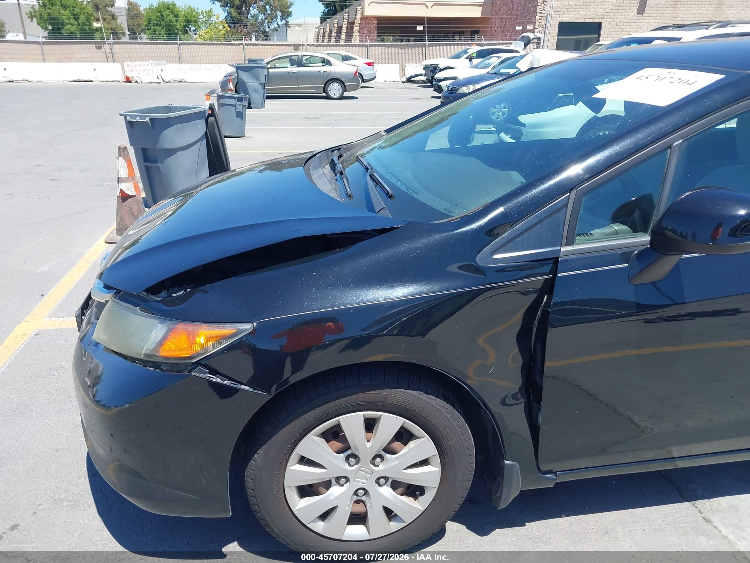 2012 Honda Civic Lx Black vin: 19XFB2F51CE313511