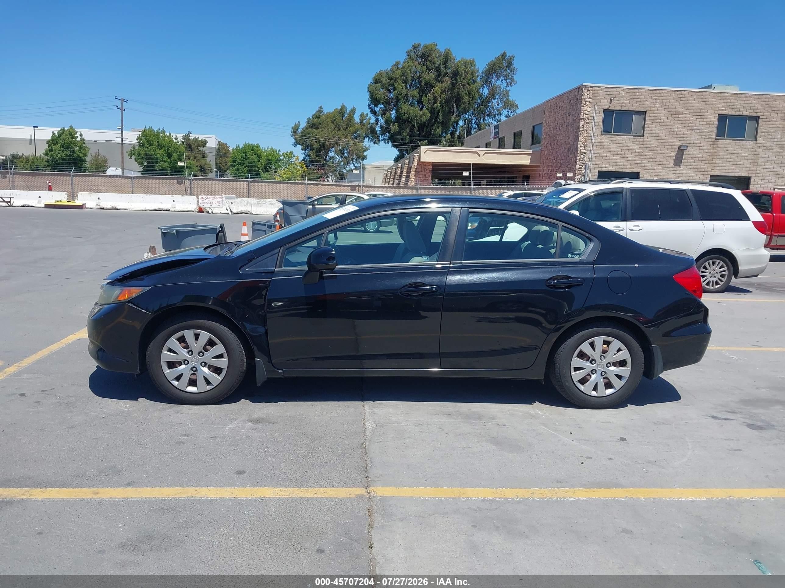 2012 Honda Civic Lx Black vin: 19XFB2F51CE313511