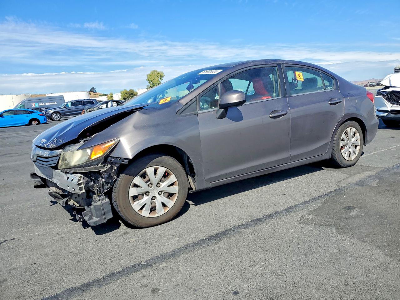 2012 Honda Civic Lx Gray vin: 19XFB2F51CE318580