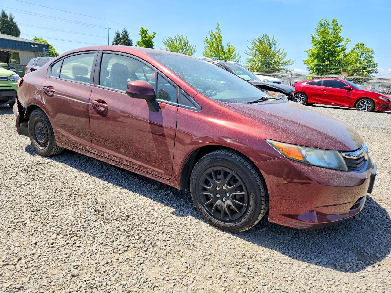 2012 Honda Civic Lx Burgundy vin: 19XFB2F51CE322824
