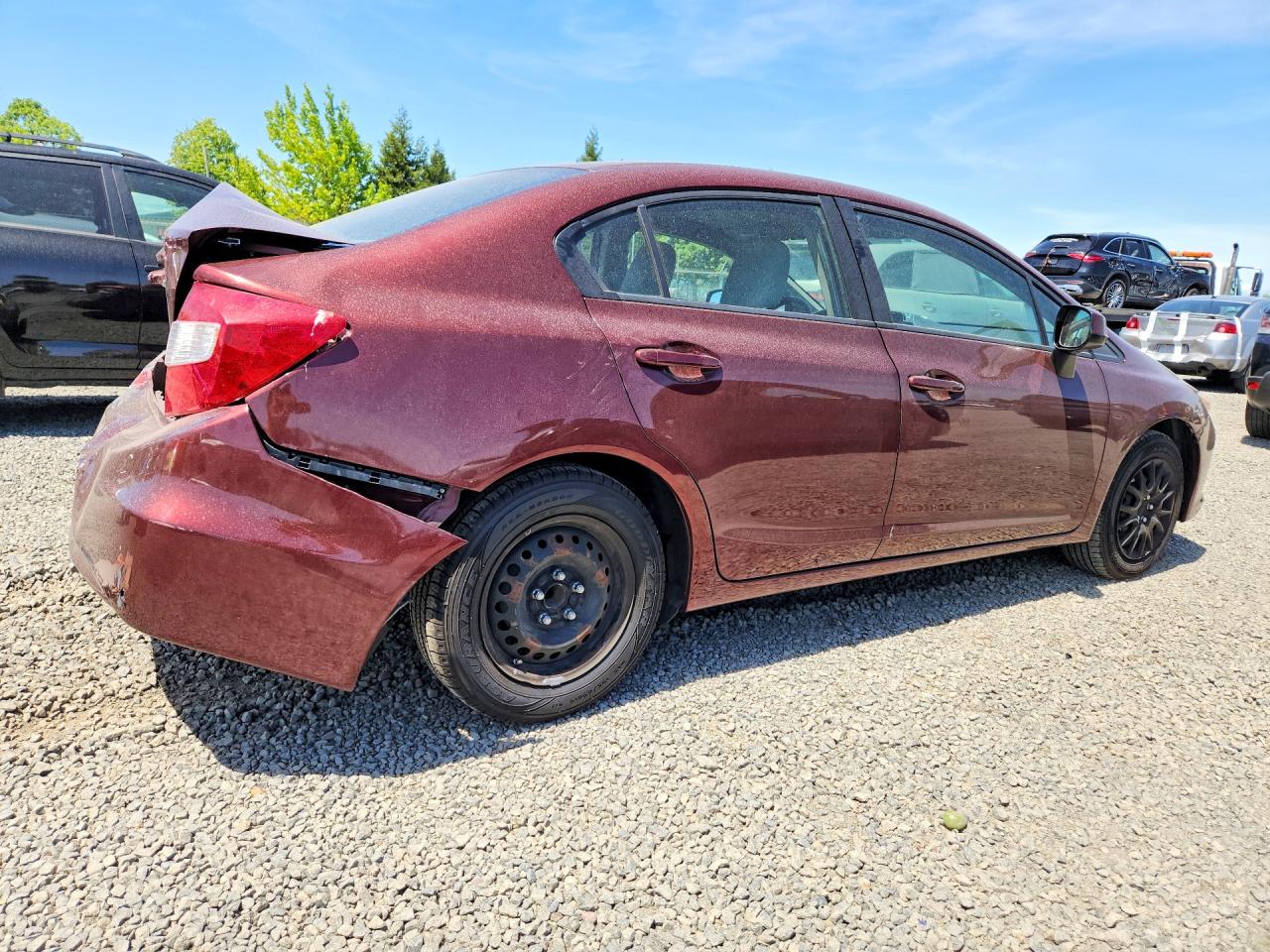 2012 Honda Civic Lx Burgundy vin: 19XFB2F51CE322824