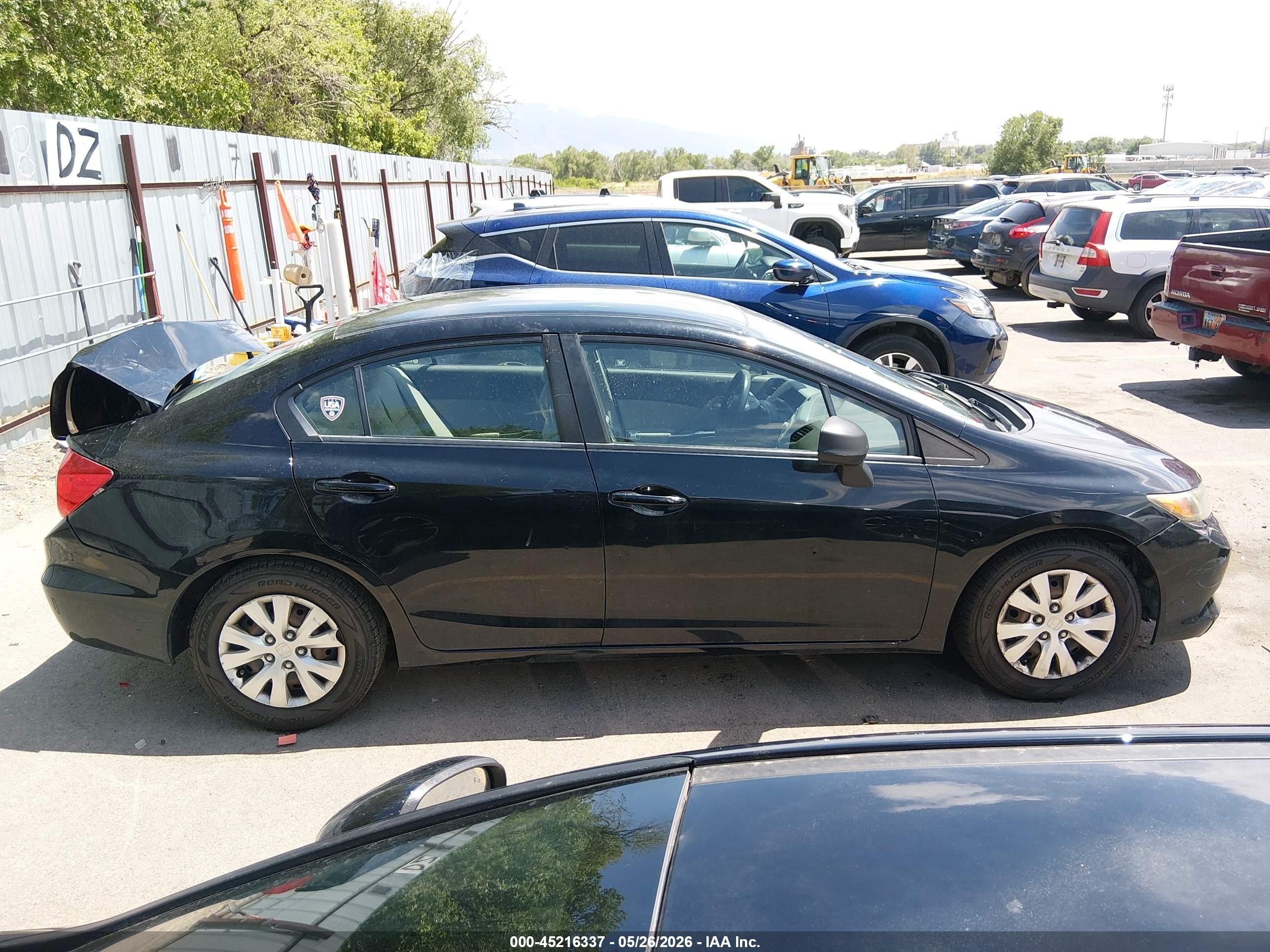 2012 Honda Civic Lx Black vin: 19XFB2F51CE324475