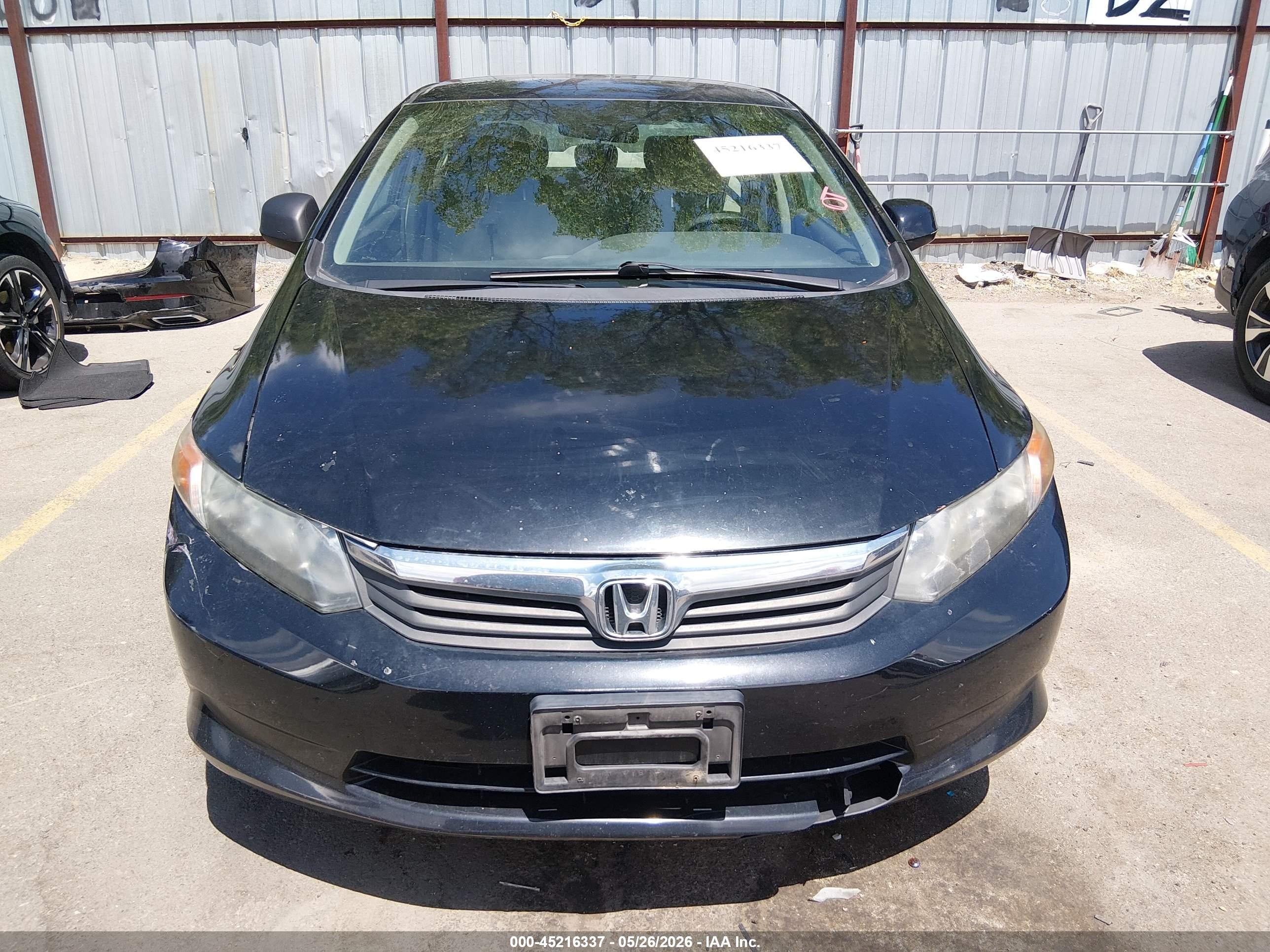 2012 Honda Civic Lx Black vin: 19XFB2F51CE324475