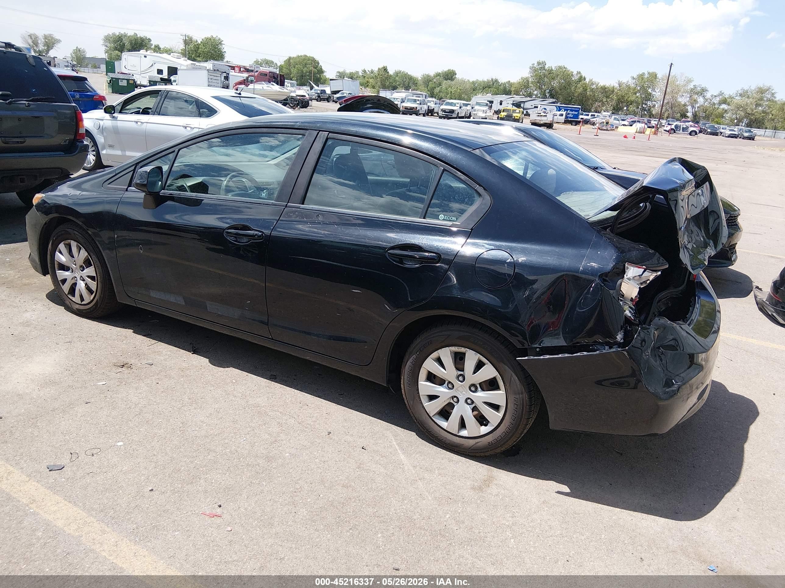 2012 Honda Civic Lx Black vin: 19XFB2F51CE324475