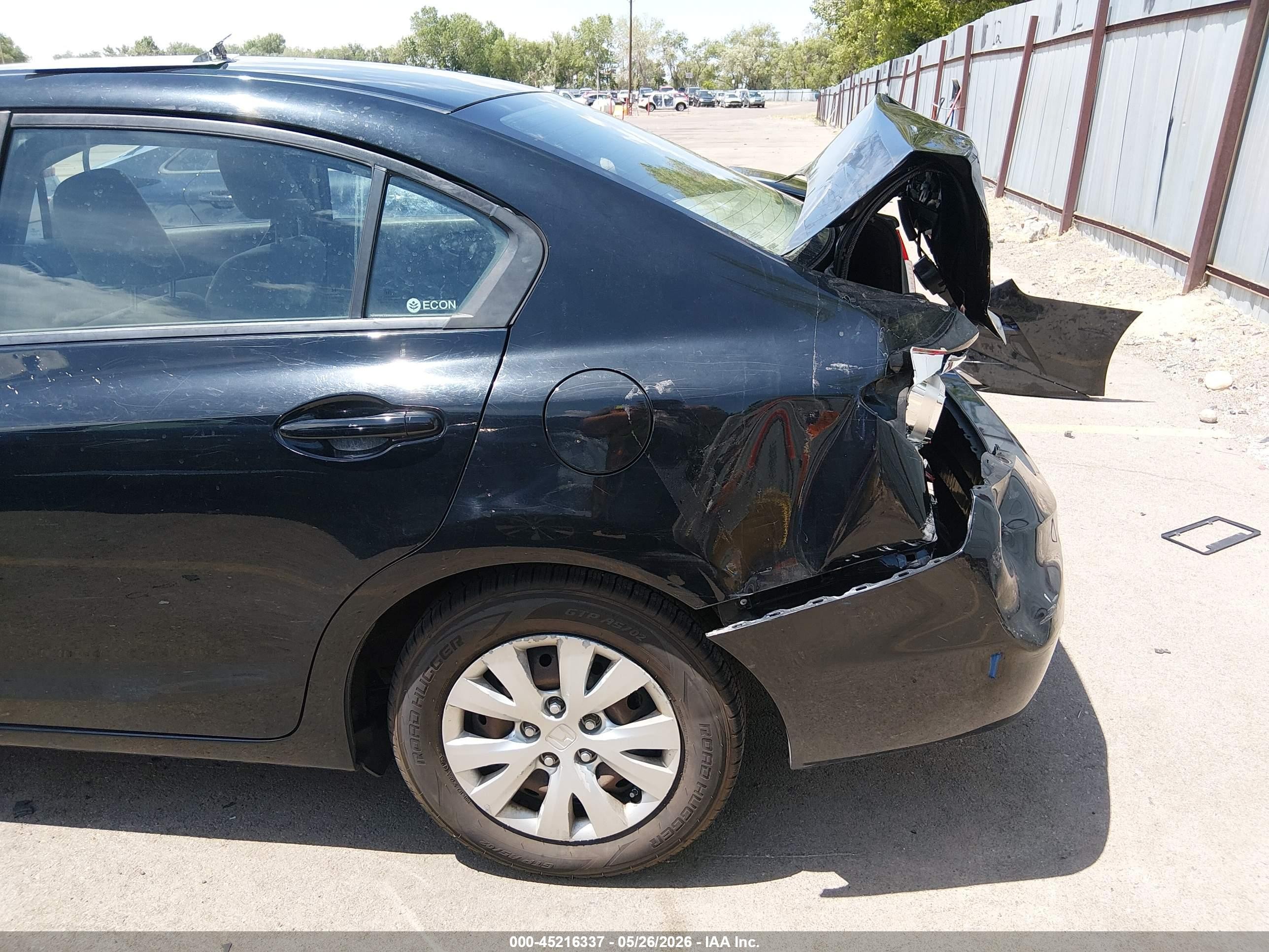2012 Honda Civic Lx Black vin: 19XFB2F51CE324475