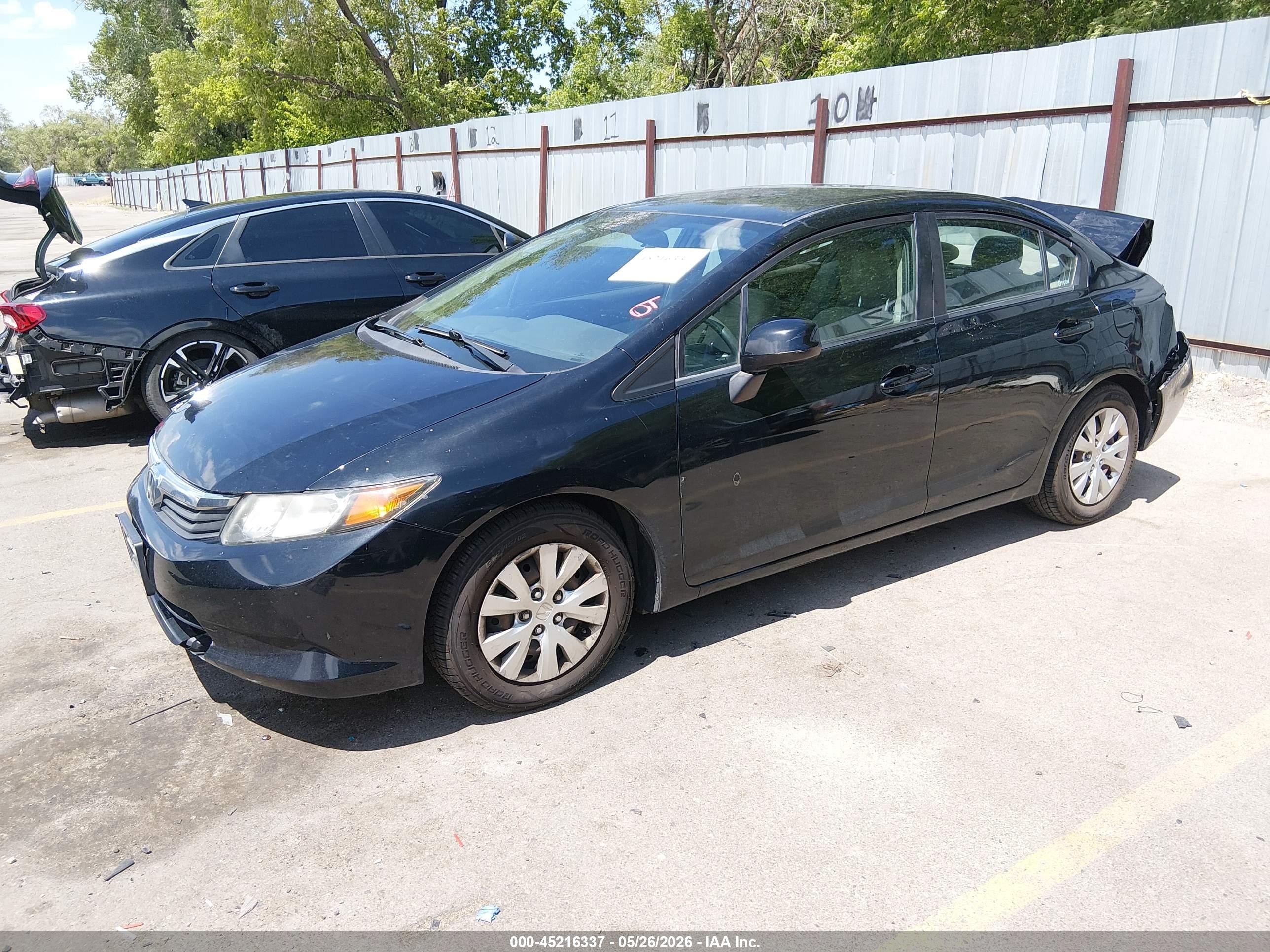 2012 Honda Civic Lx Black vin: 19XFB2F51CE324475