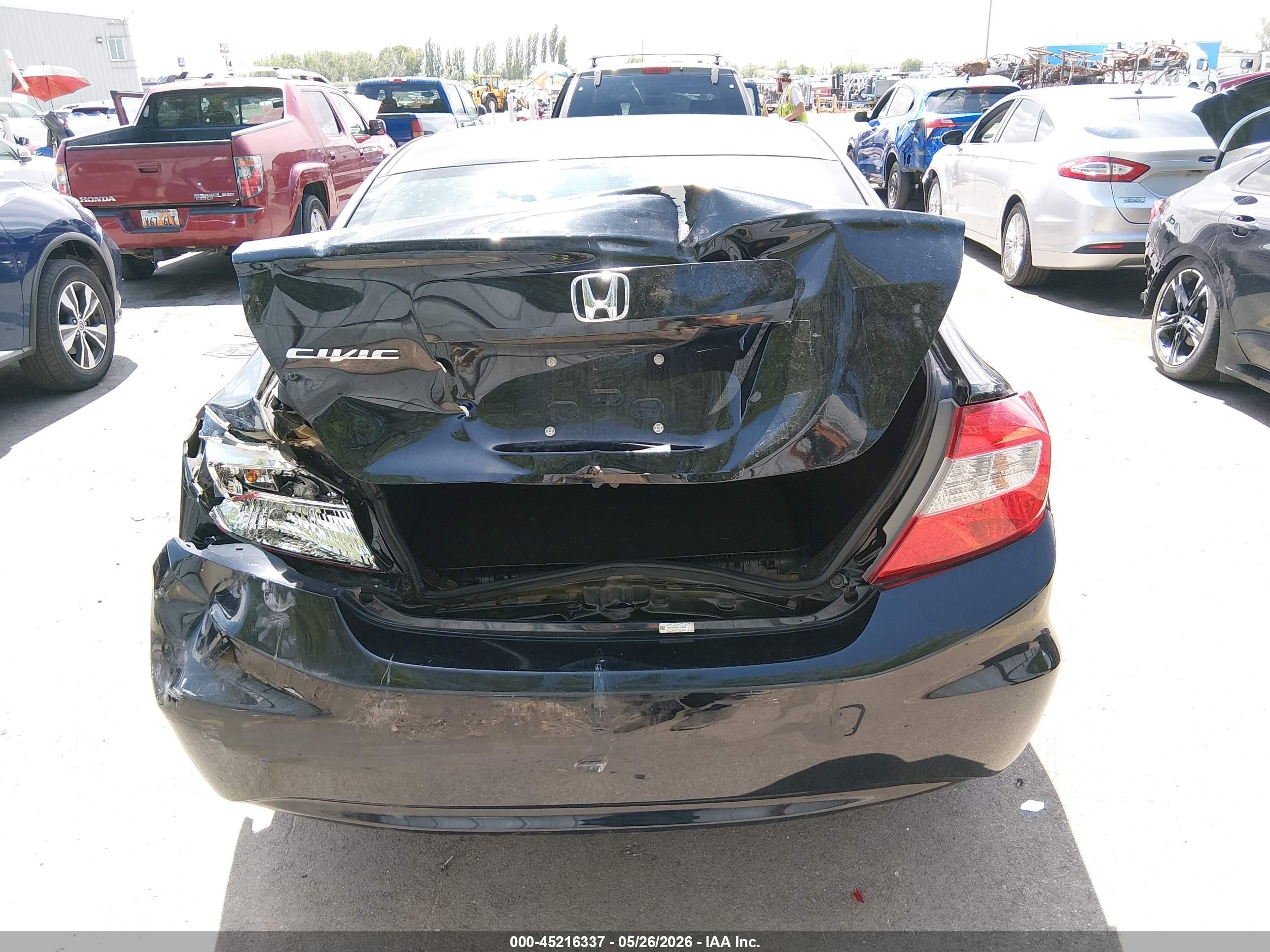 2012 Honda Civic Lx Black vin: 19XFB2F51CE324475