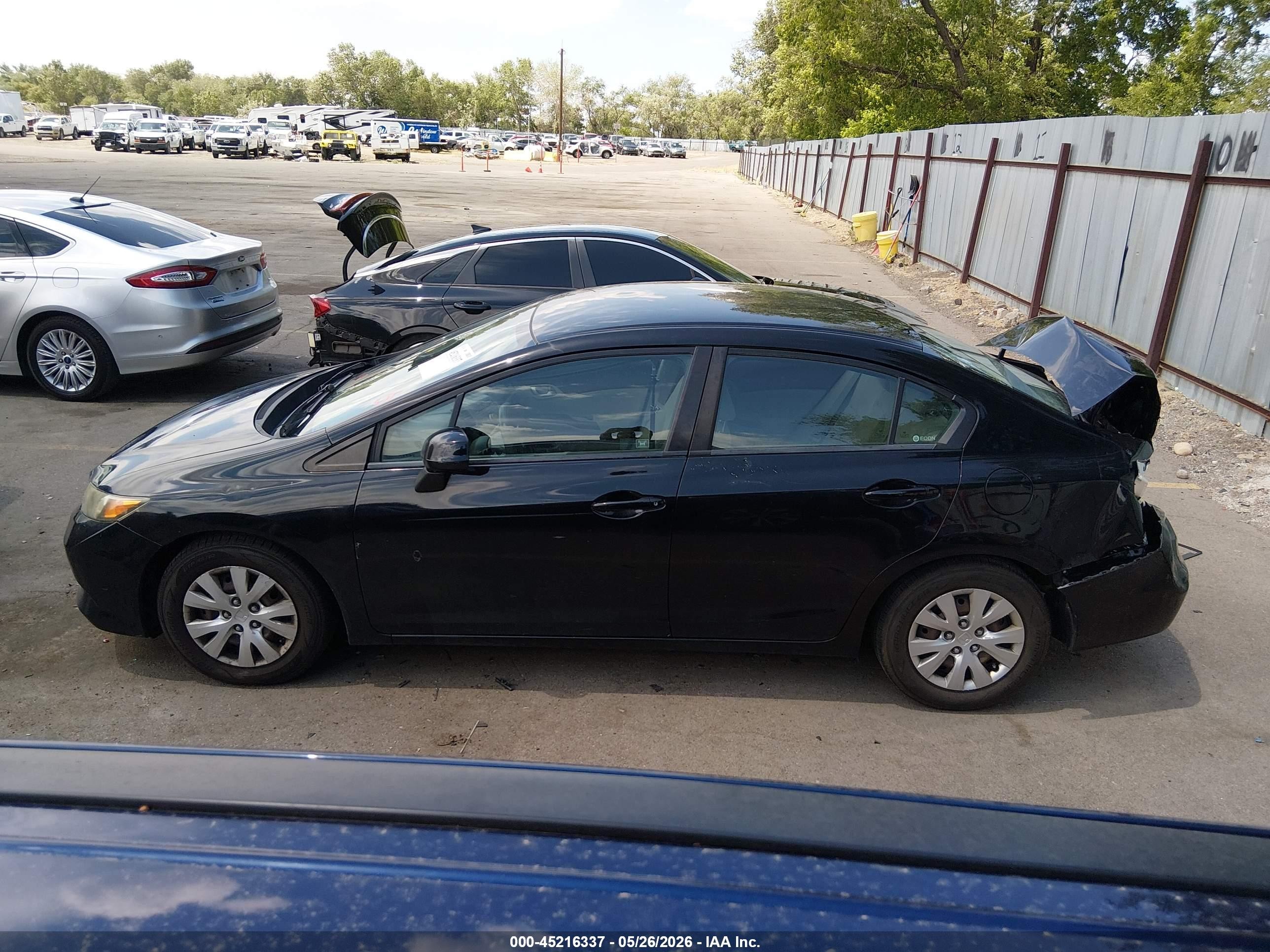 2012 Honda Civic Lx Black vin: 19XFB2F51CE324475
