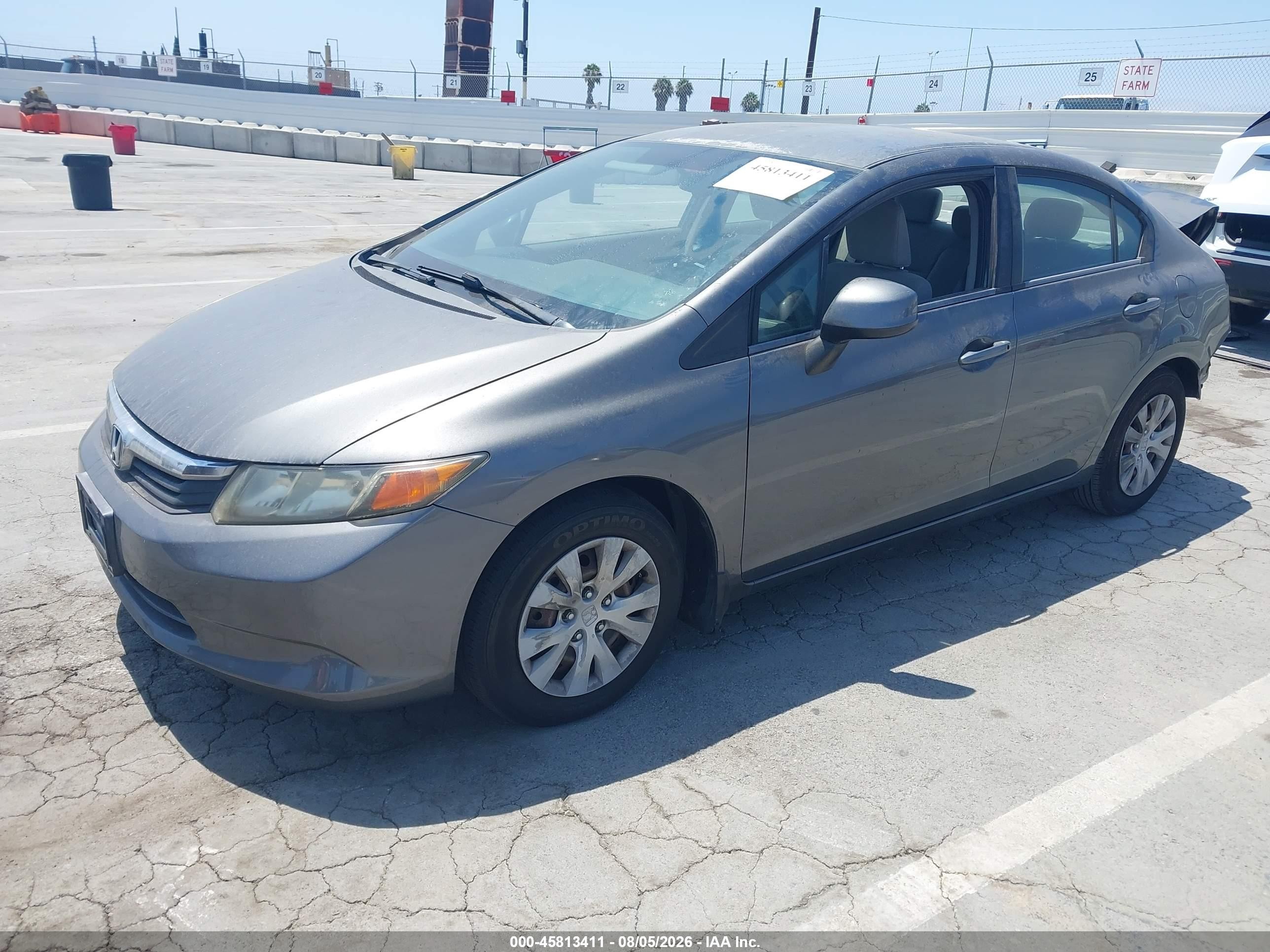 2012 Honda Civic Lx Gray vin: 19XFB2F51CE332205