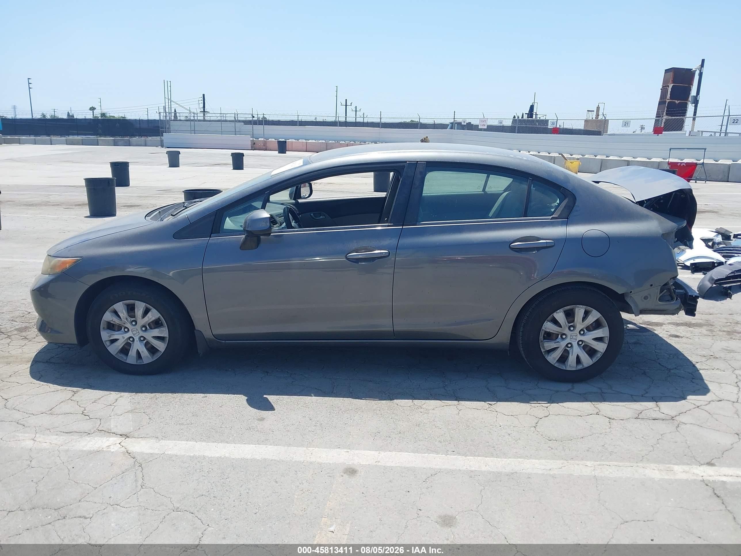 2012 Honda Civic Lx Gray vin: 19XFB2F51CE332205