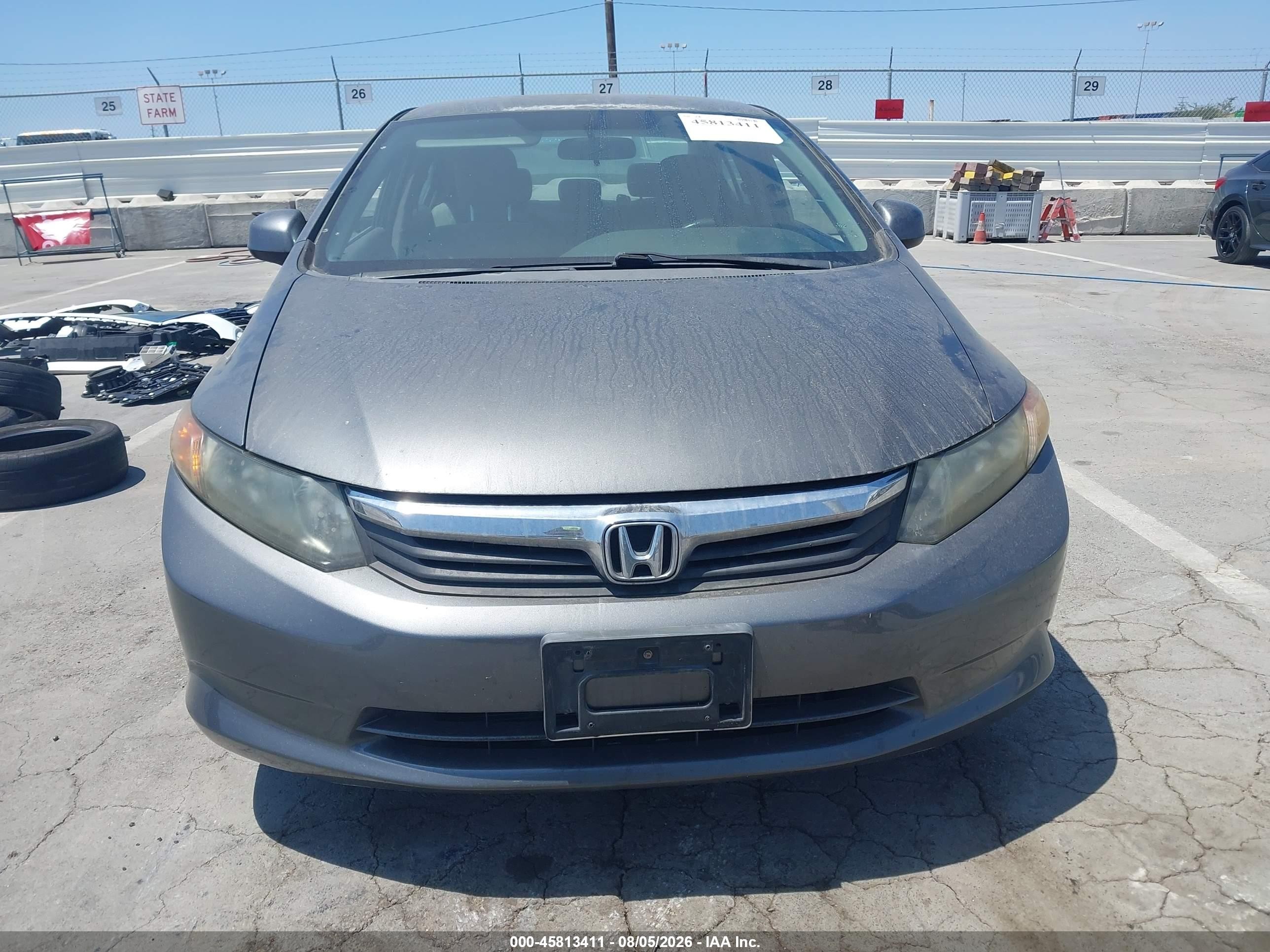 2012 Honda Civic Lx Gray vin: 19XFB2F51CE332205