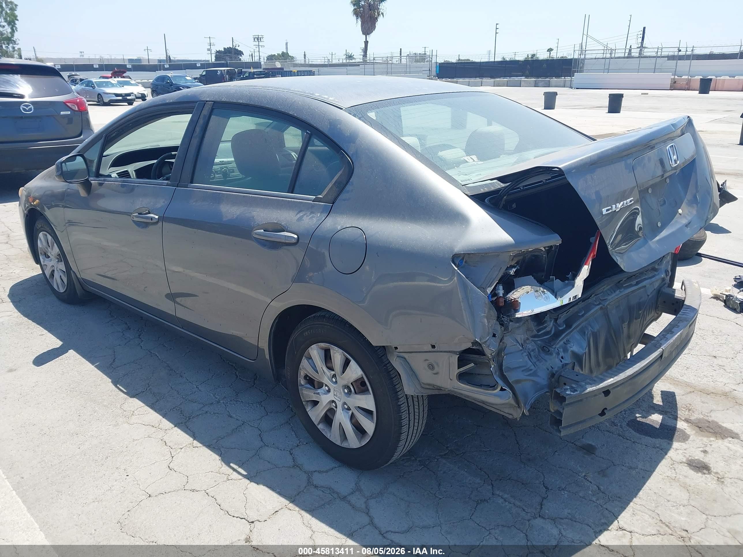 2012 Honda Civic Lx Gray vin: 19XFB2F51CE332205