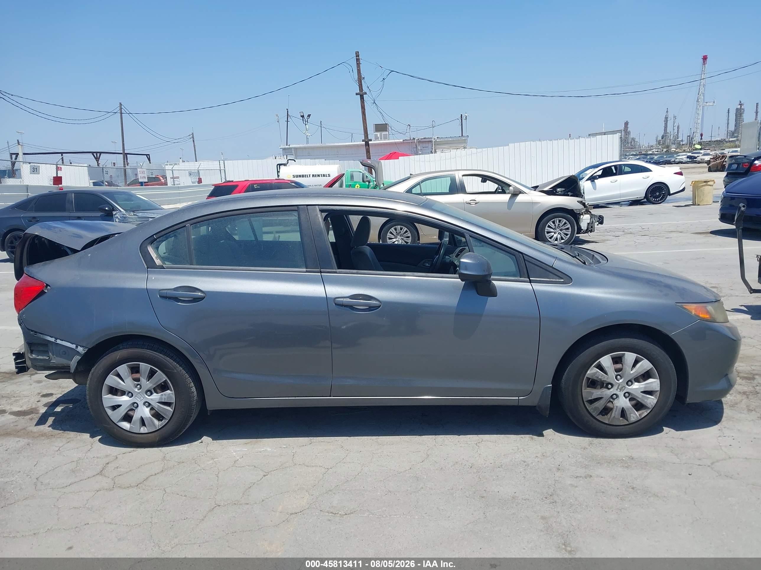 2012 Honda Civic Lx Gray vin: 19XFB2F51CE332205