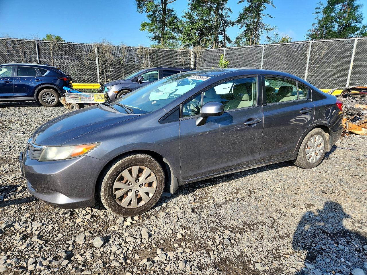 2012 Honda Civic Lx Gray vin: 19XFB2F51CE343138