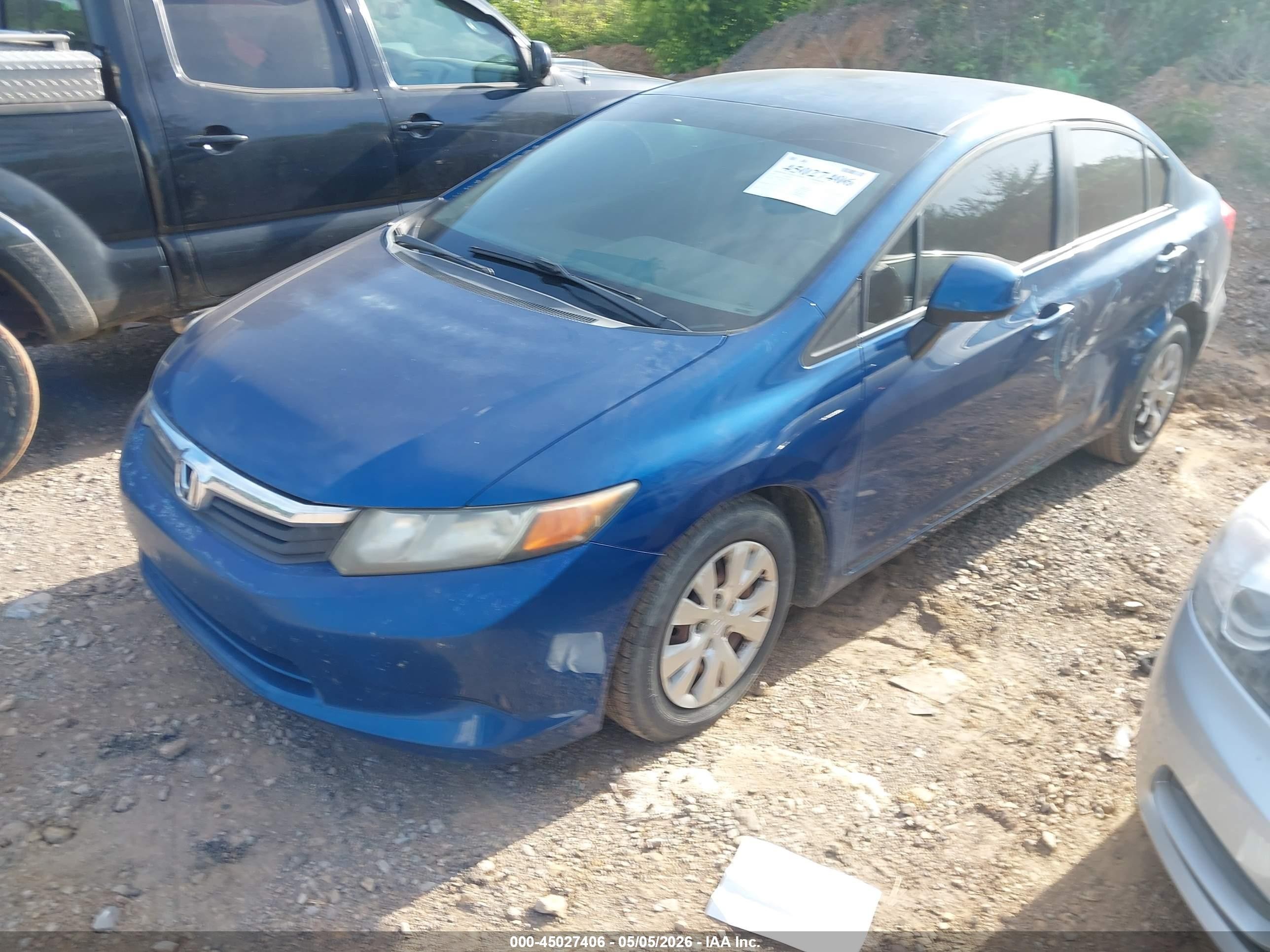2012 Honda Civic Lx Blue vin: 19XFB2F51CE362899