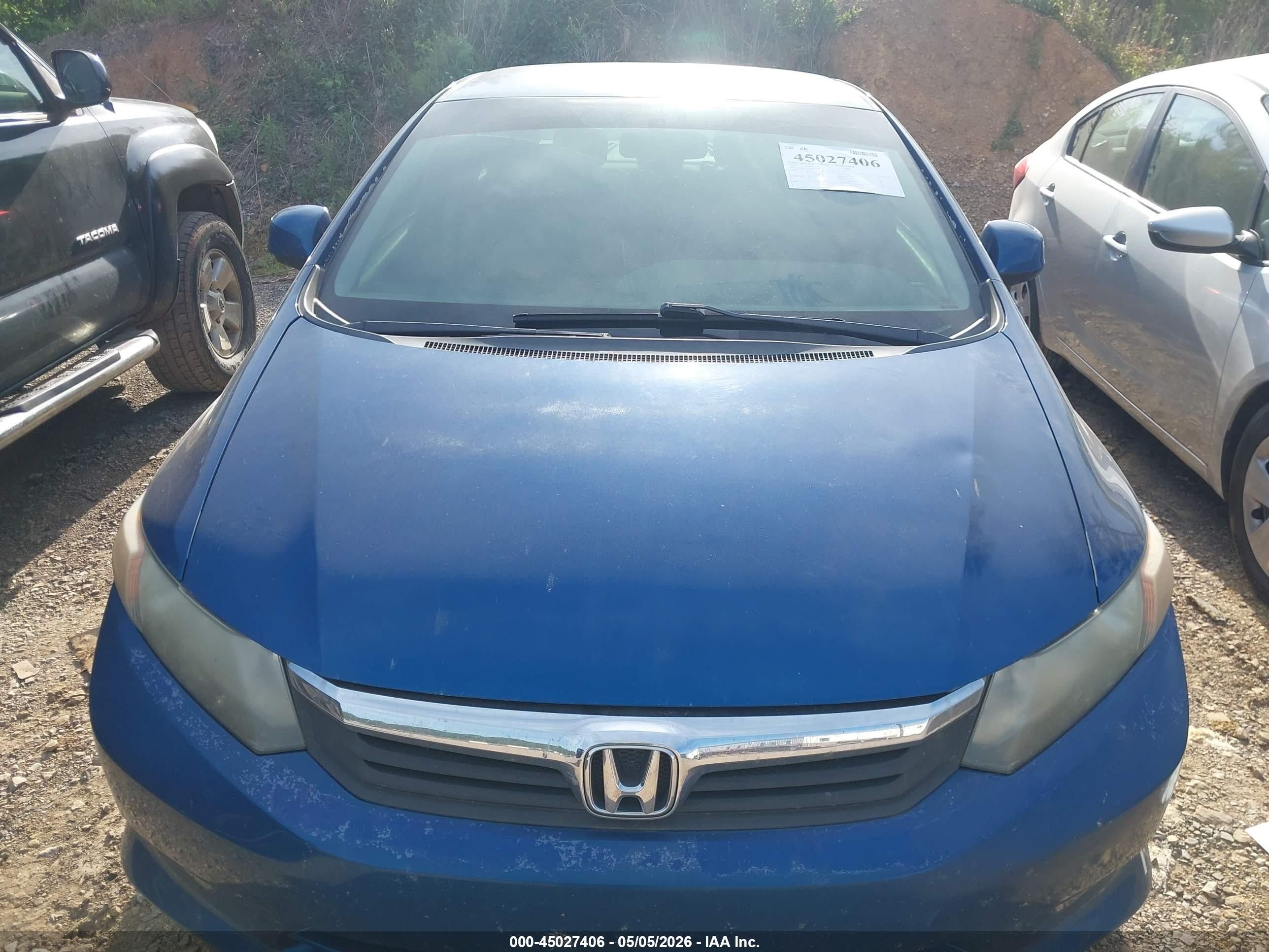 2012 Honda Civic Lx Blue vin: 19XFB2F51CE362899