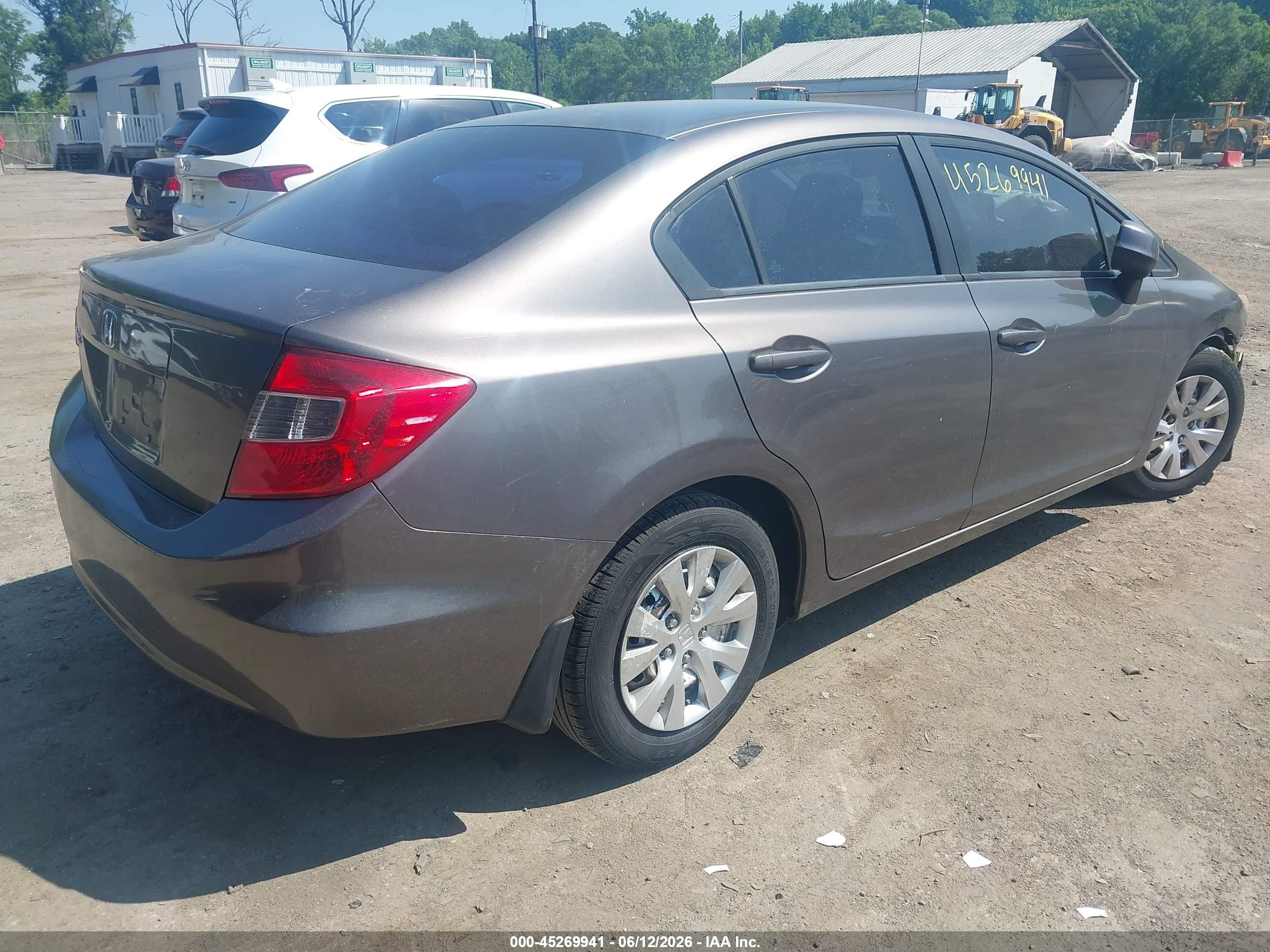 2012 Honda Civic Lx Gray vin: 19XFB2F51CE364300