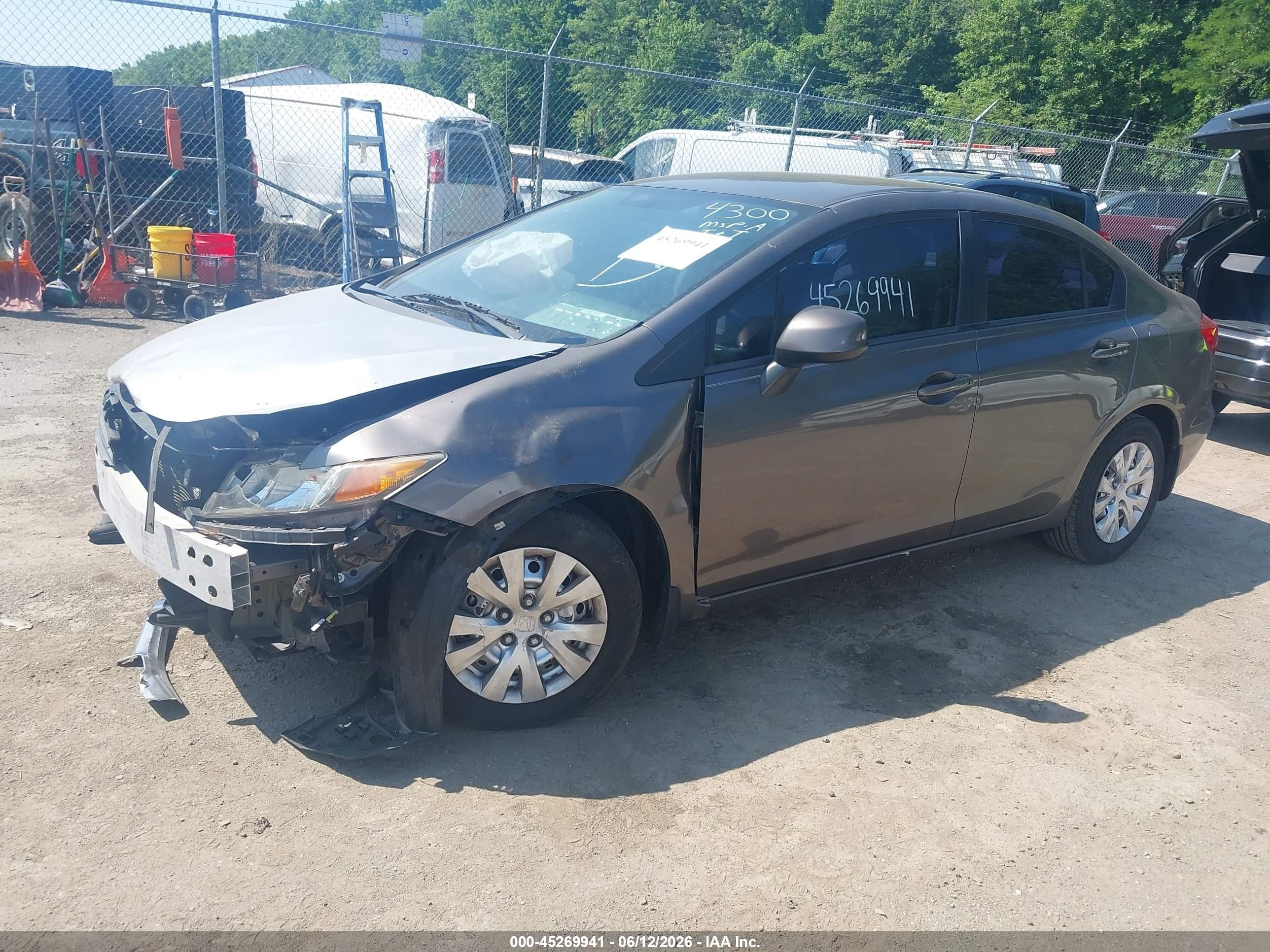 2012 Honda Civic Lx Gray vin: 19XFB2F51CE364300