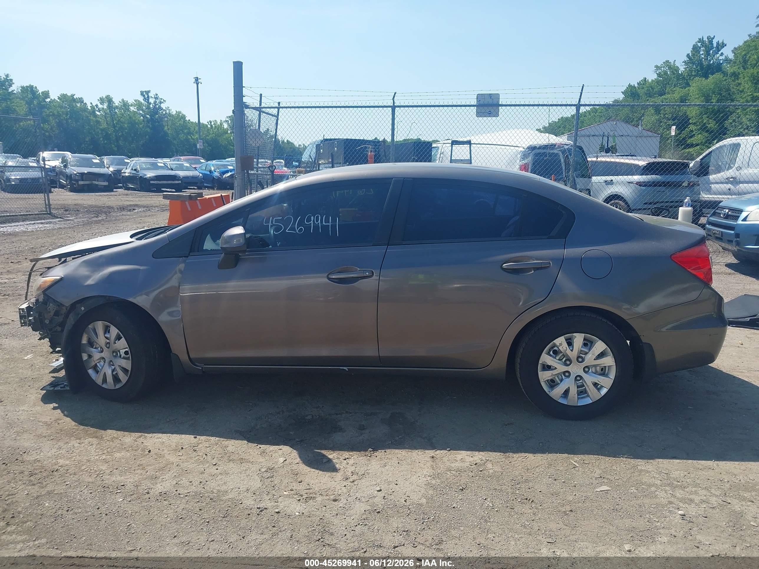 2012 Honda Civic Lx Gray vin: 19XFB2F51CE364300
