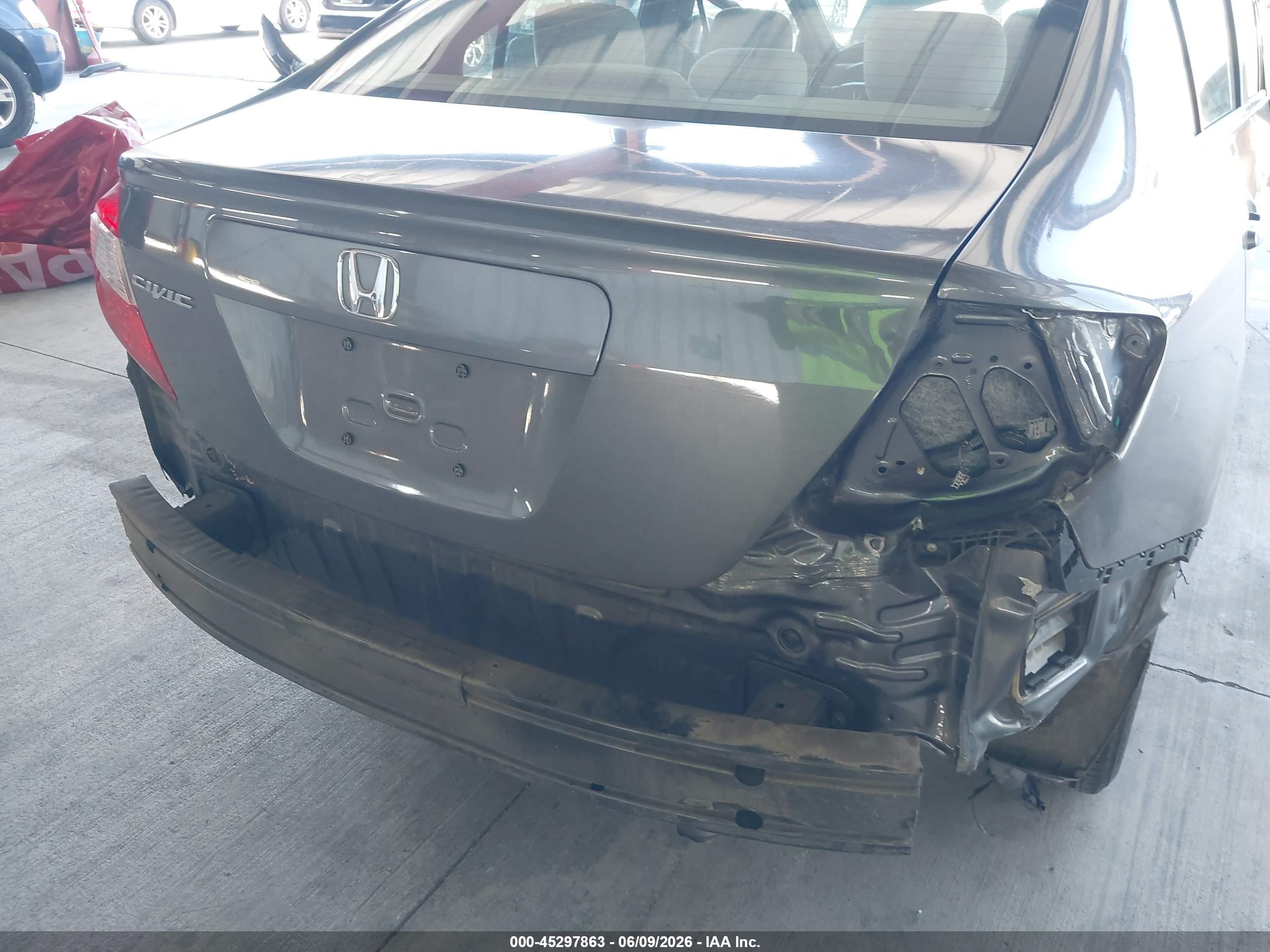 2012 Honda Civic Lx Gray vin: 19XFB2F51CE364782