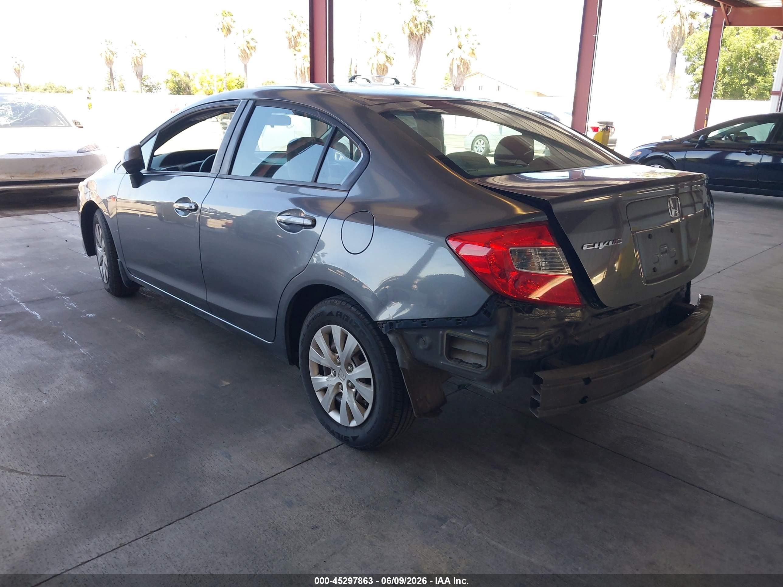 2012 Honda Civic Lx Gray vin: 19XFB2F51CE364782