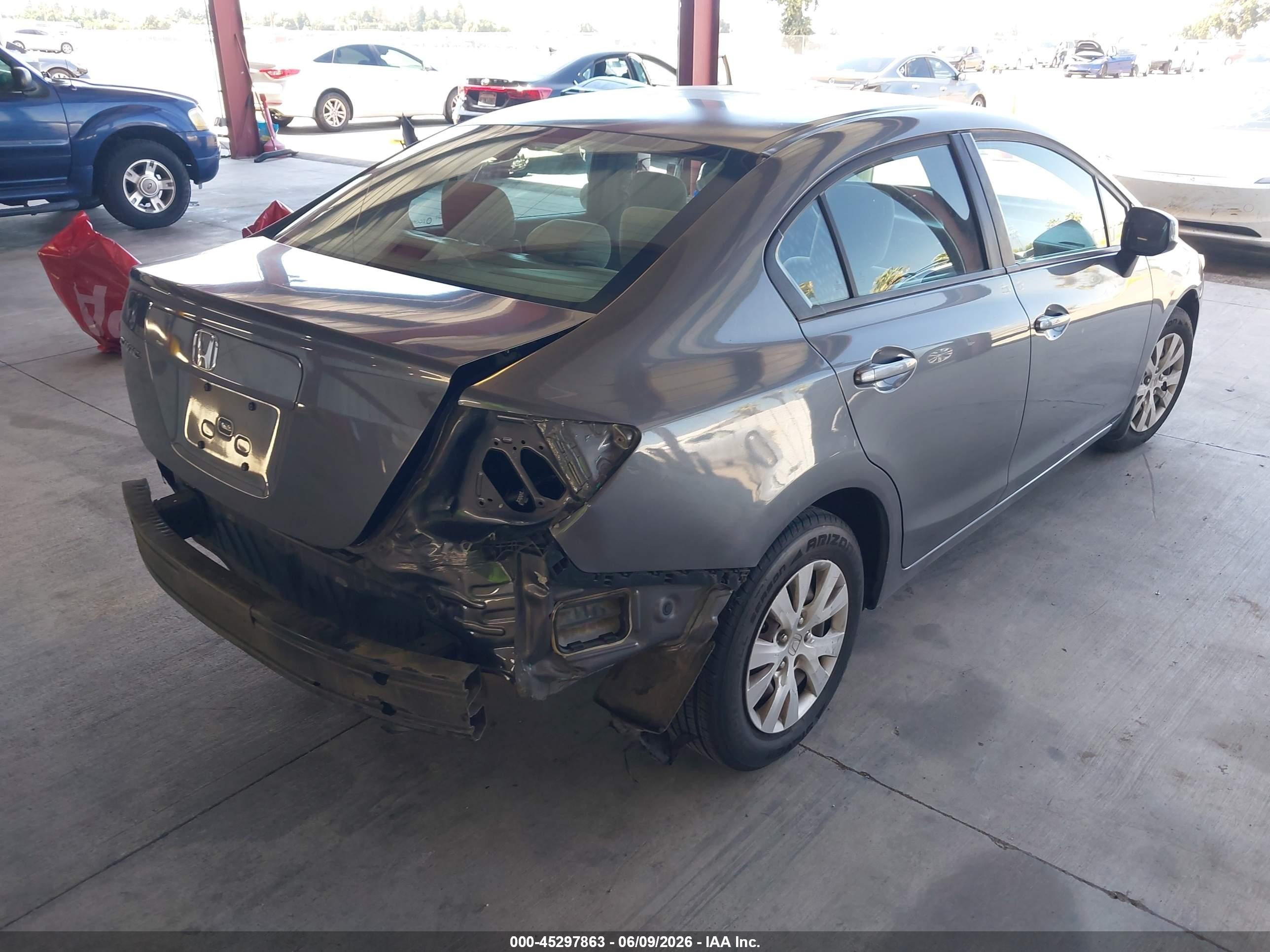 2012 Honda Civic Lx Gray vin: 19XFB2F51CE364782