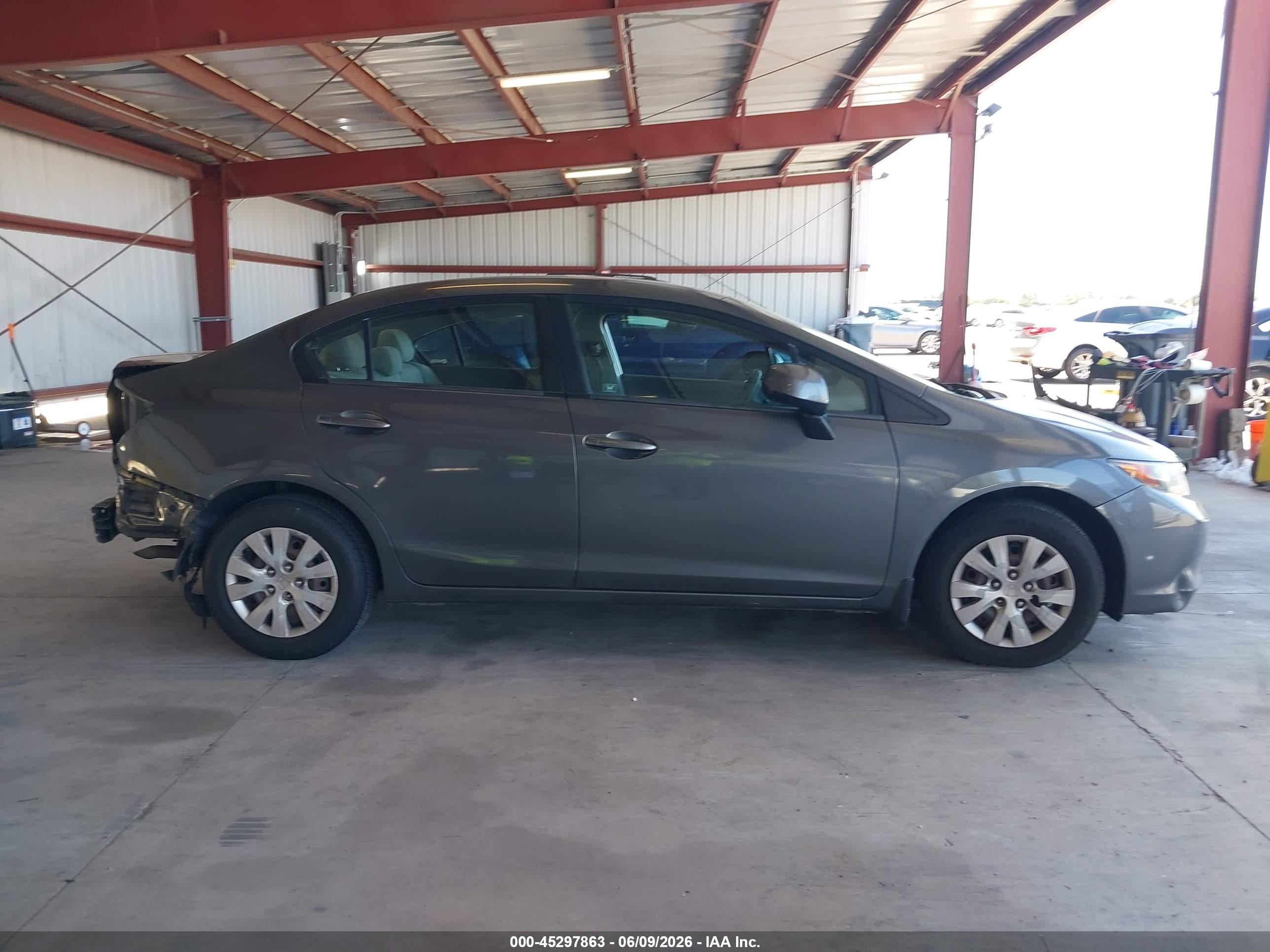 2012 Honda Civic Lx Gray vin: 19XFB2F51CE364782