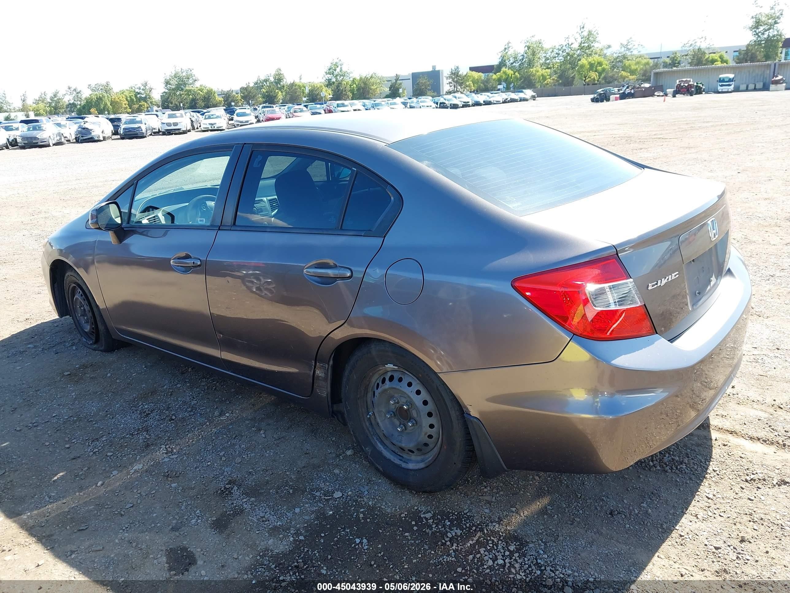 2012 Honda Civic Lx Gray vin: 19XFB2F51CE365981
