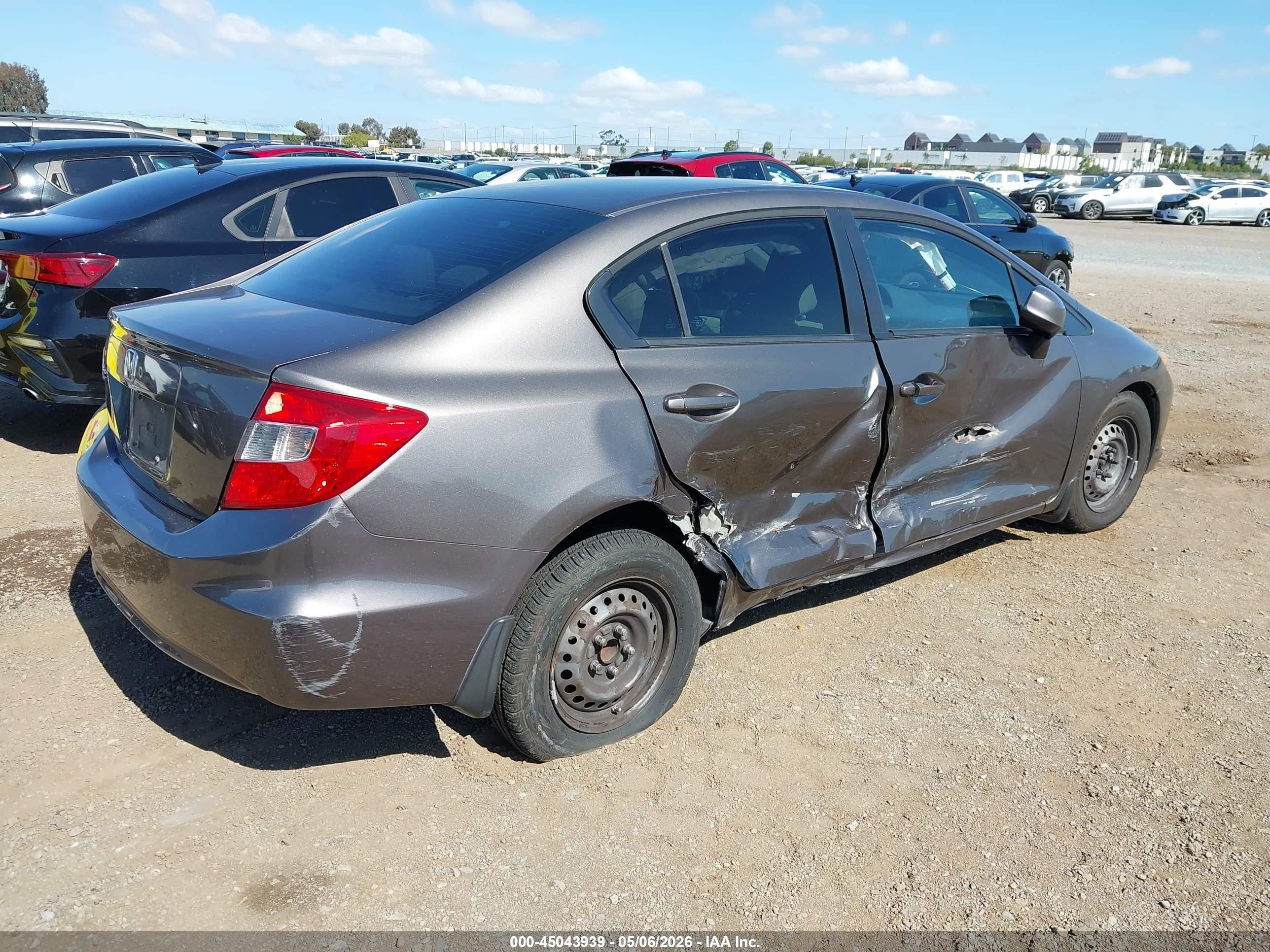 2012 Honda Civic Lx Gray vin: 19XFB2F51CE365981