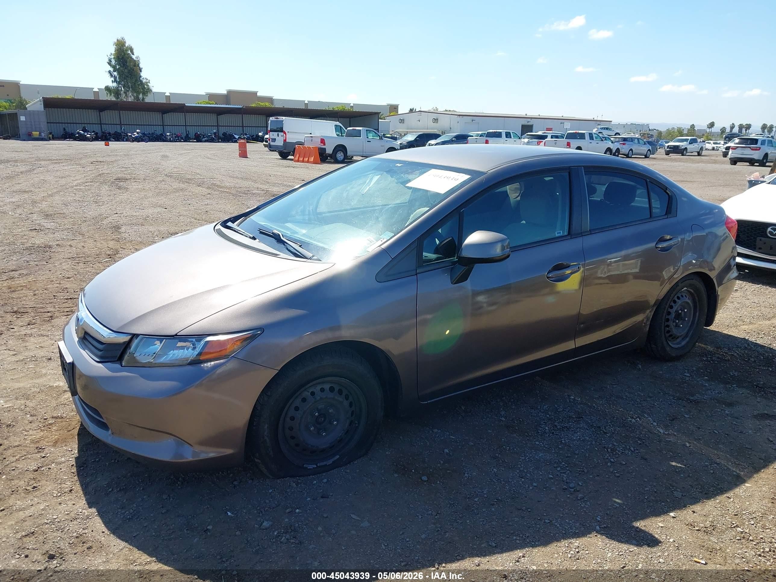 2012 Honda Civic Lx Gray vin: 19XFB2F51CE365981