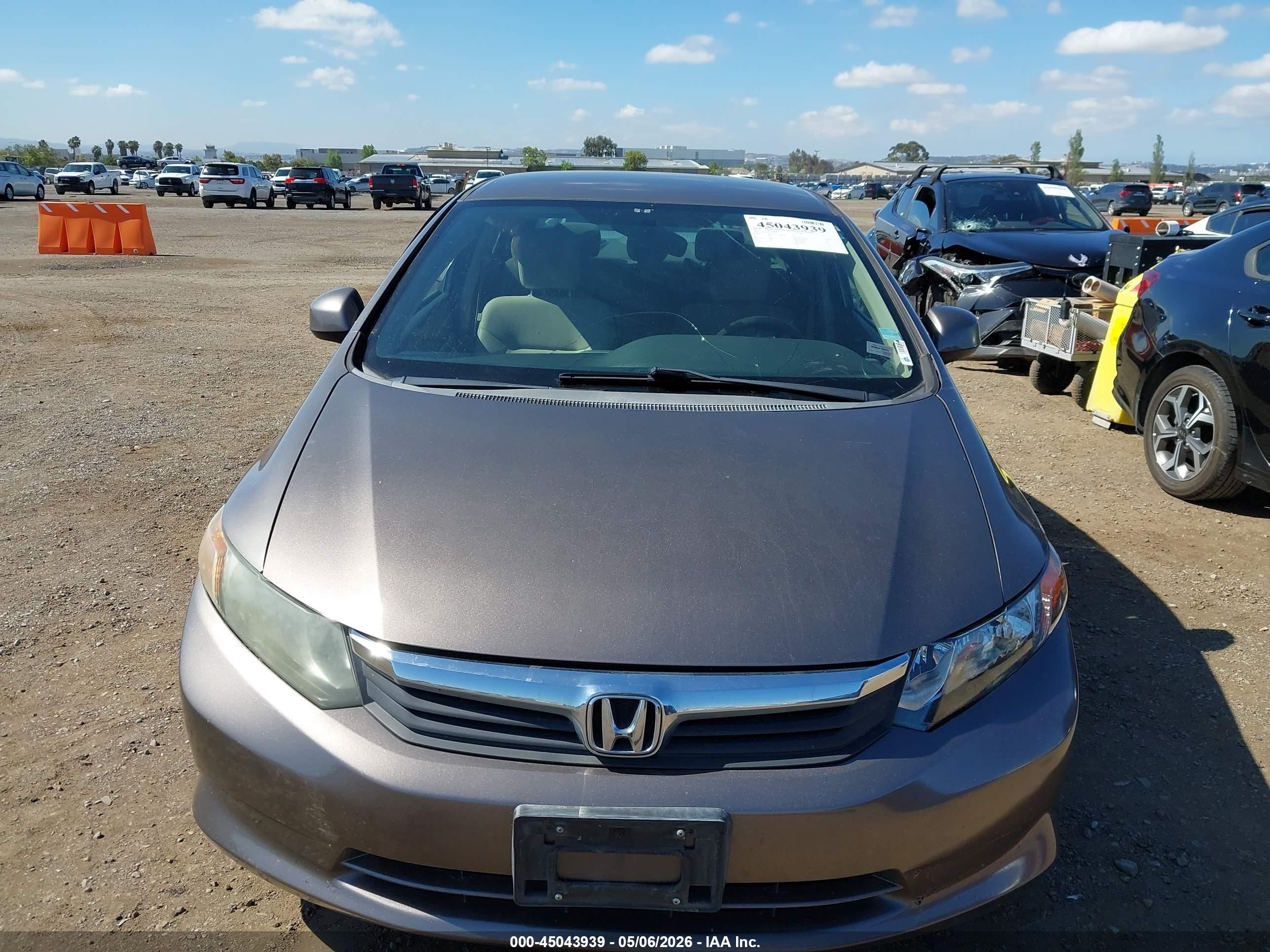 2012 Honda Civic Lx Gray vin: 19XFB2F51CE365981