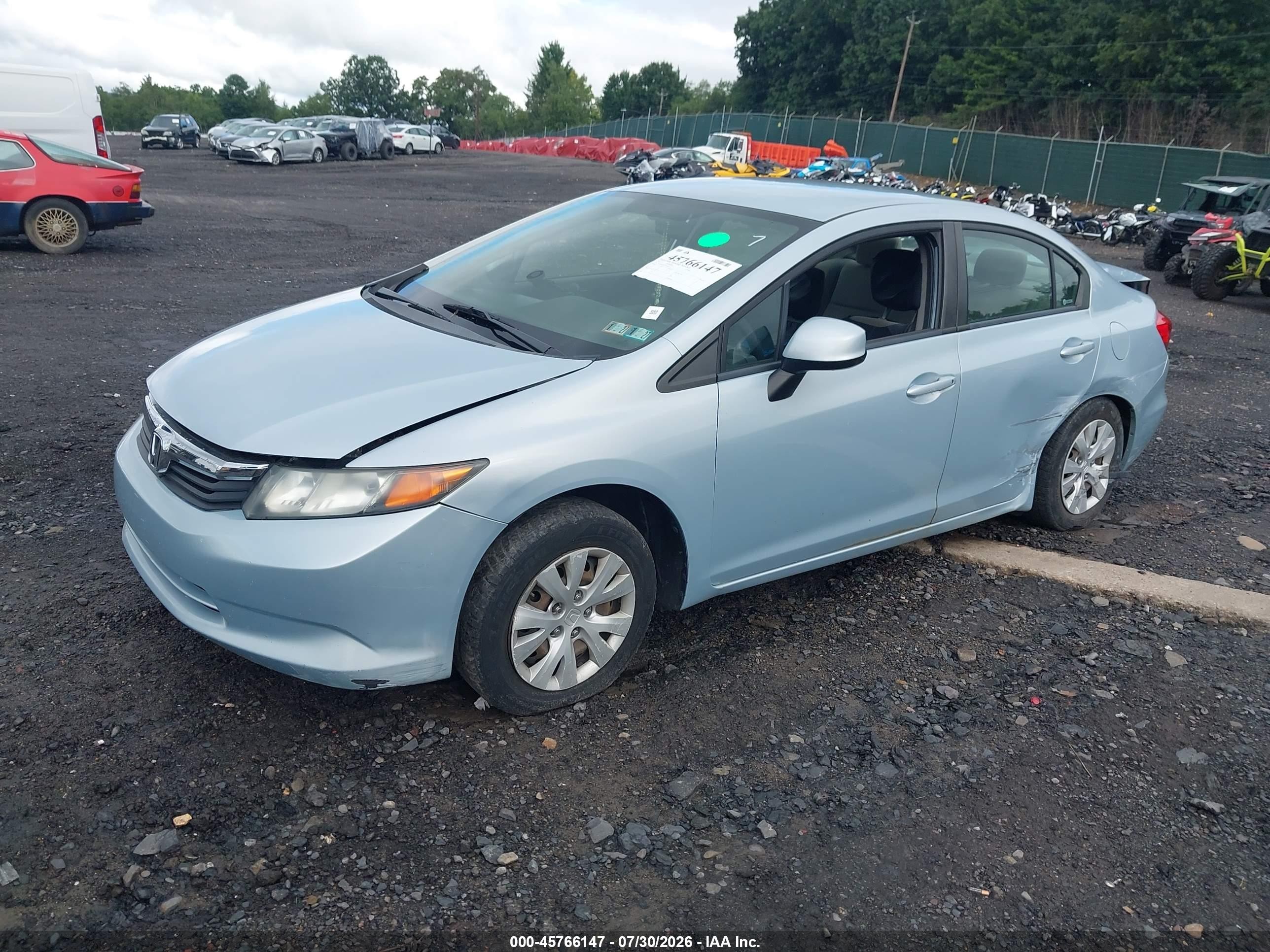 2012 Honda Civic Lx Light Blue vin: 19XFB2F51CE369111