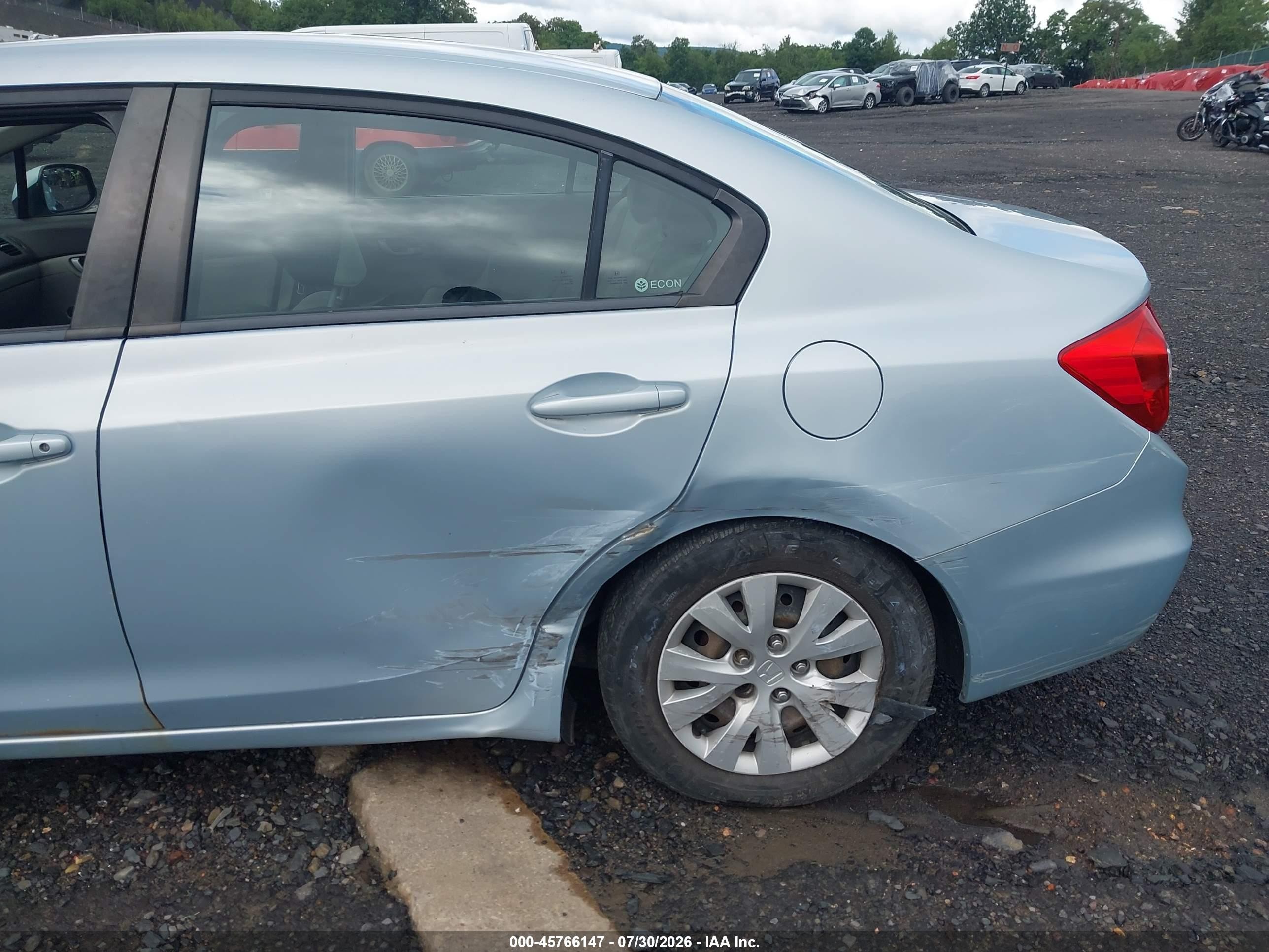 2012 Honda Civic Lx Light Blue vin: 19XFB2F51CE369111