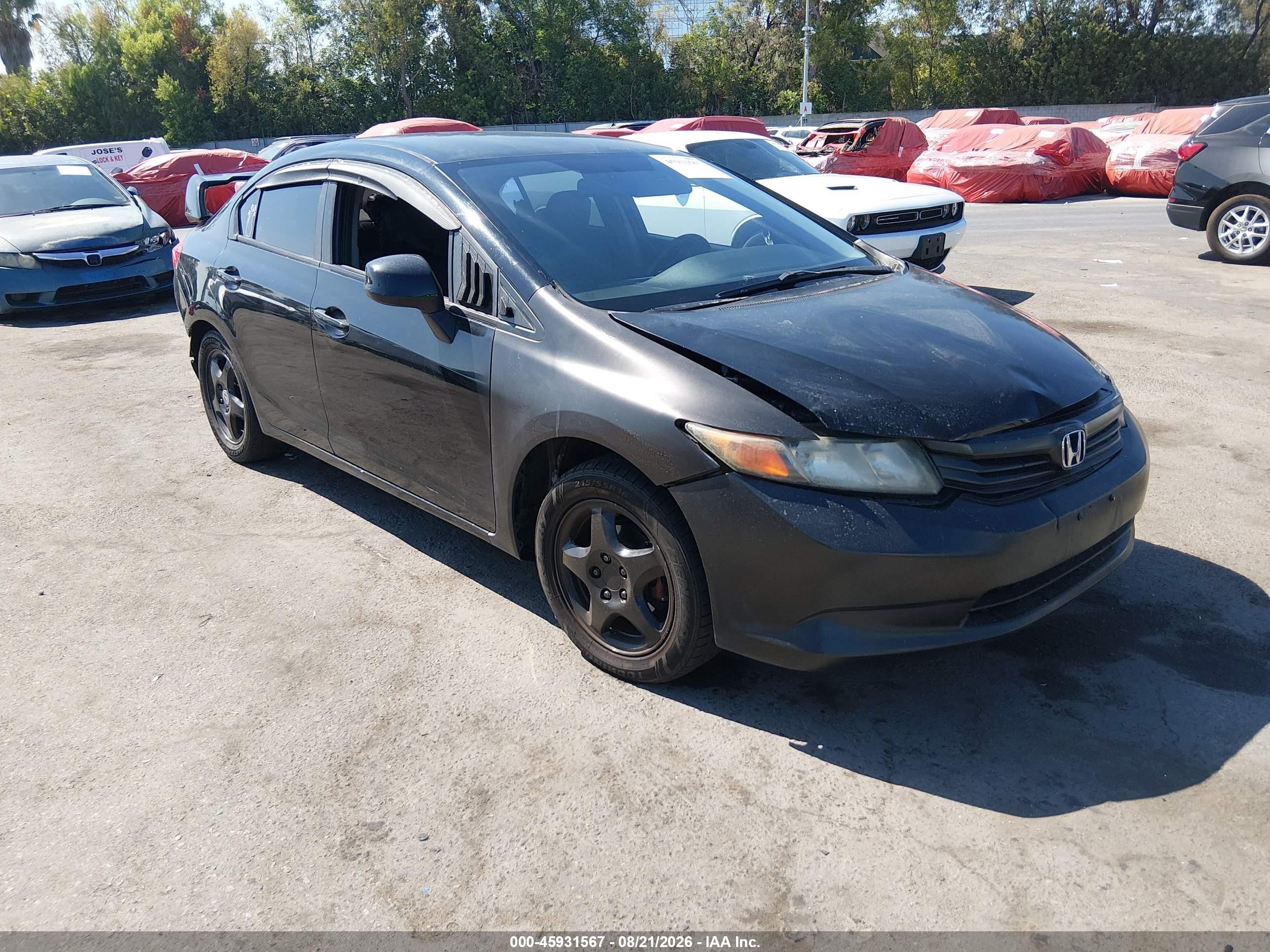 2012 Honda Civic Lx Black vin: 19XFB2F51CE375121