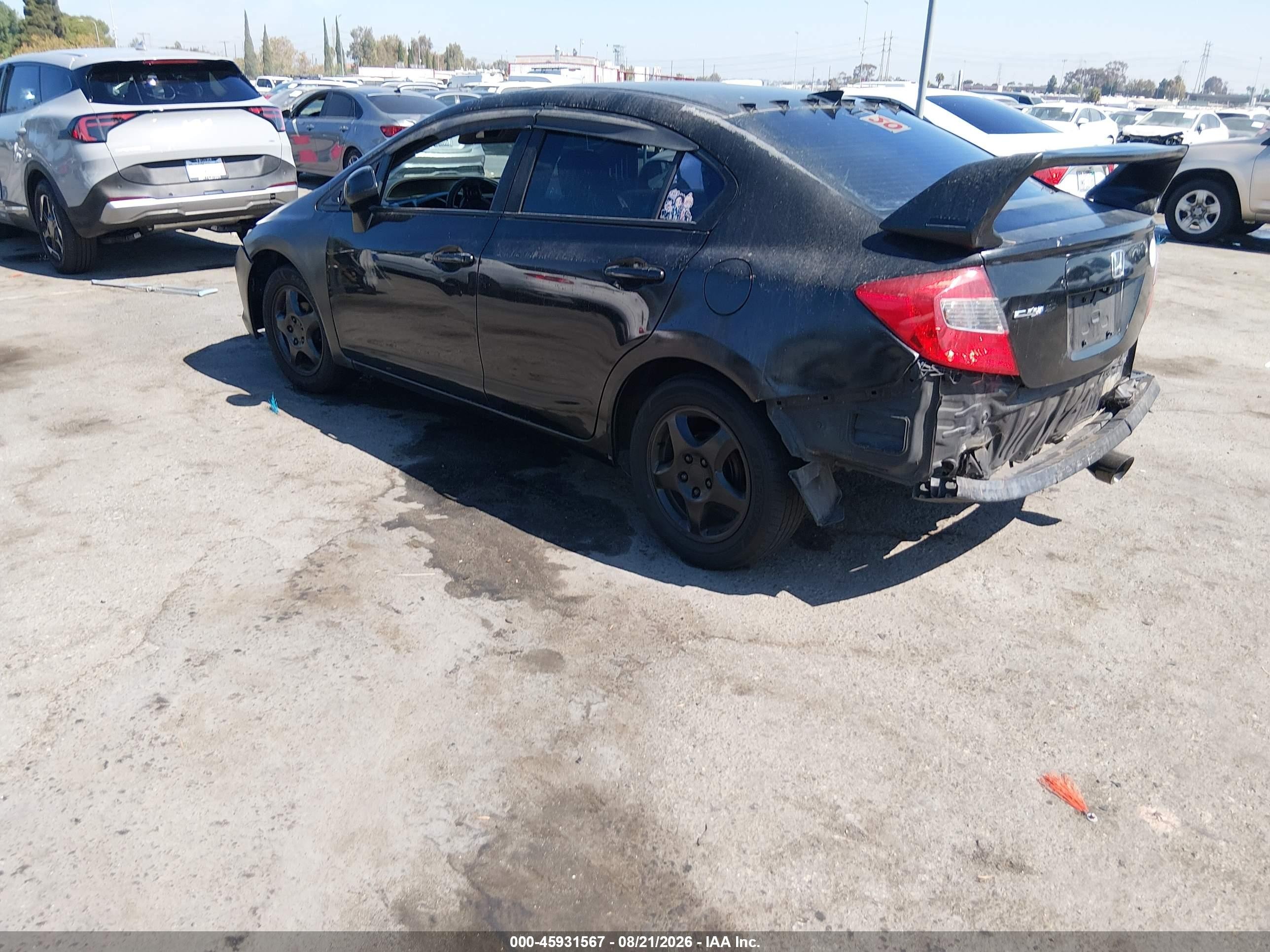 2012 Honda Civic Lx Black vin: 19XFB2F51CE375121