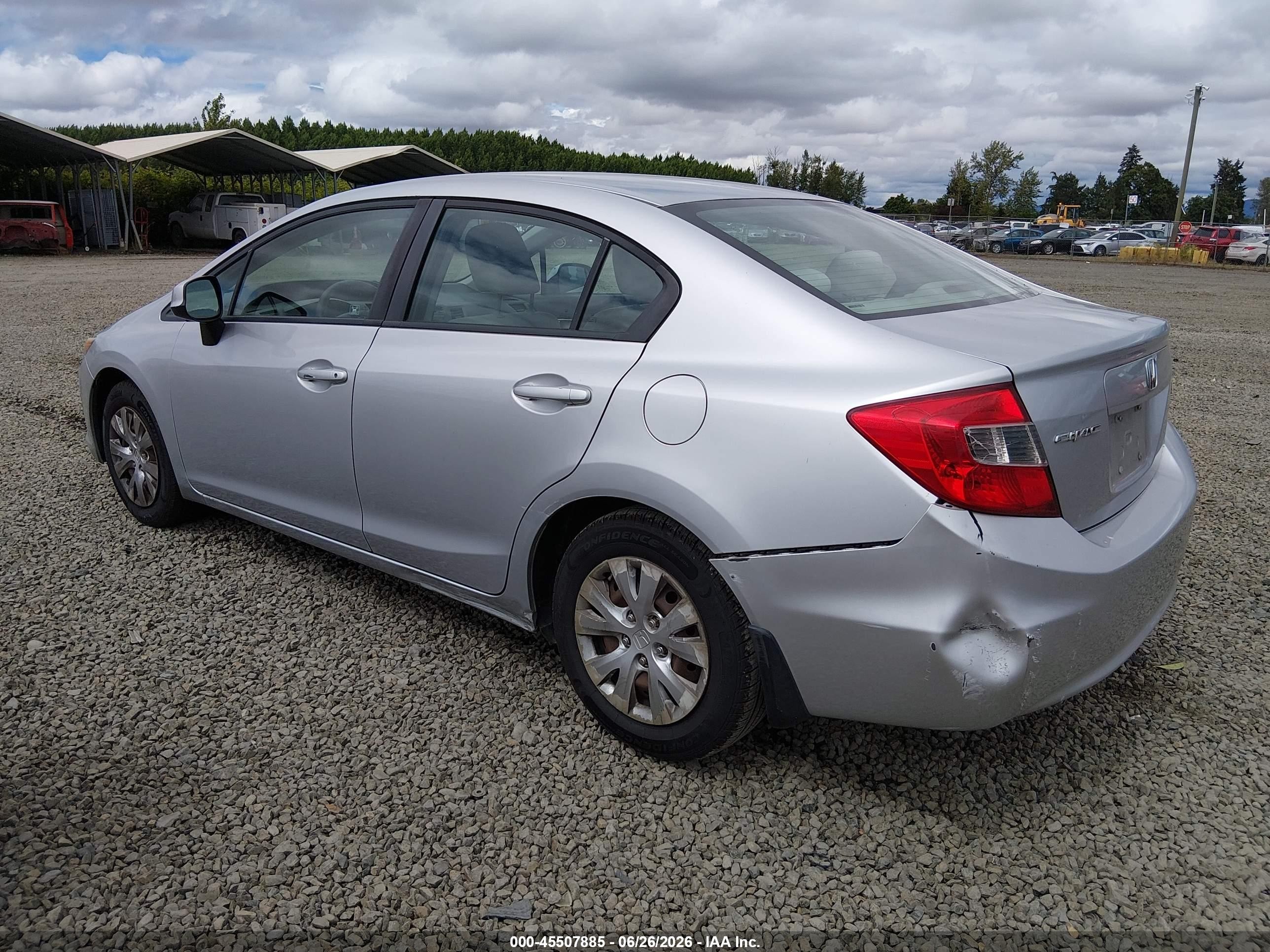 2012 Honda Civic Lx Silver vin: 19XFB2F51CE378570