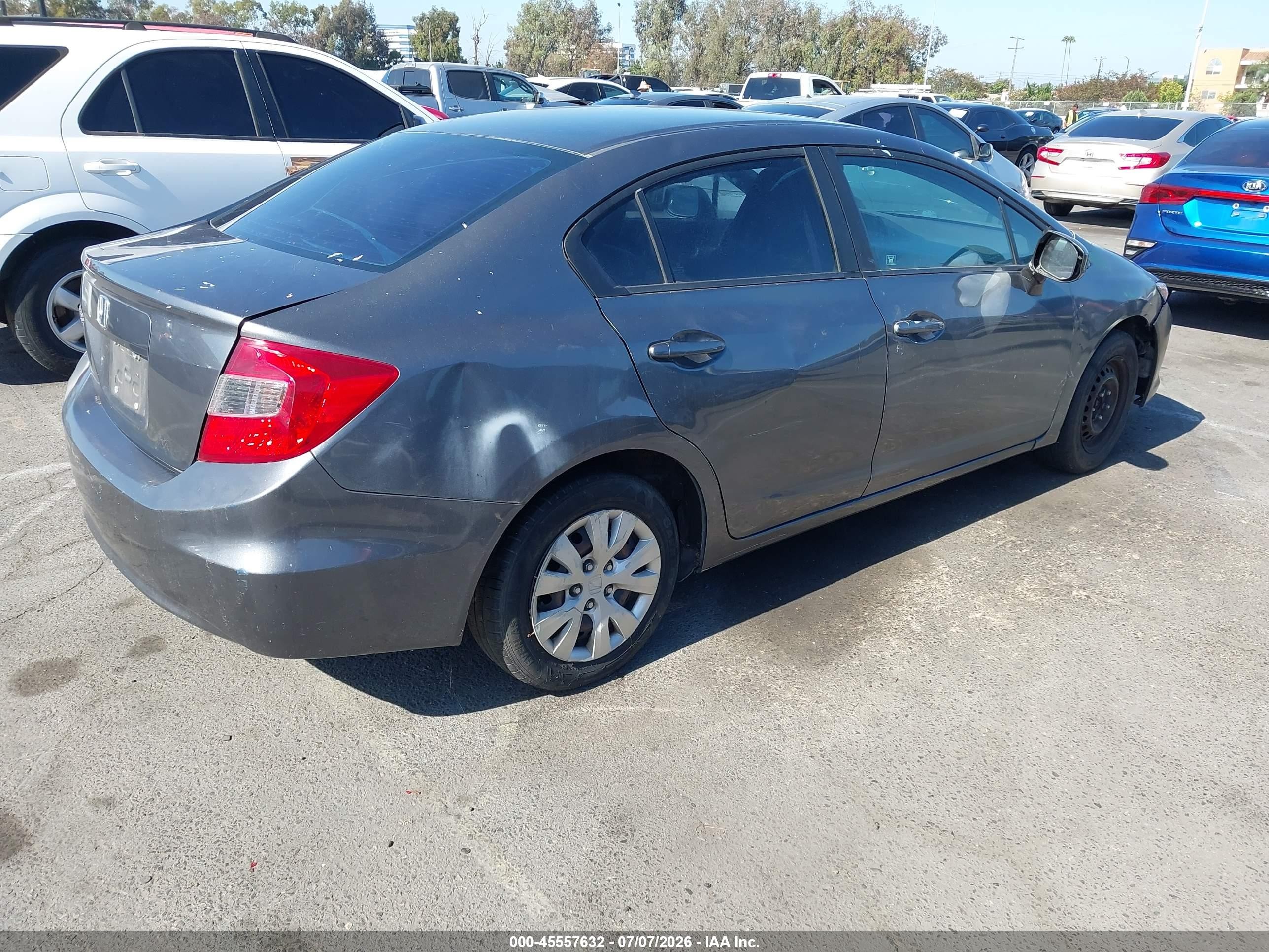 2012 Honda Civic Lx Gray vin: 19XFB2F51CE379637