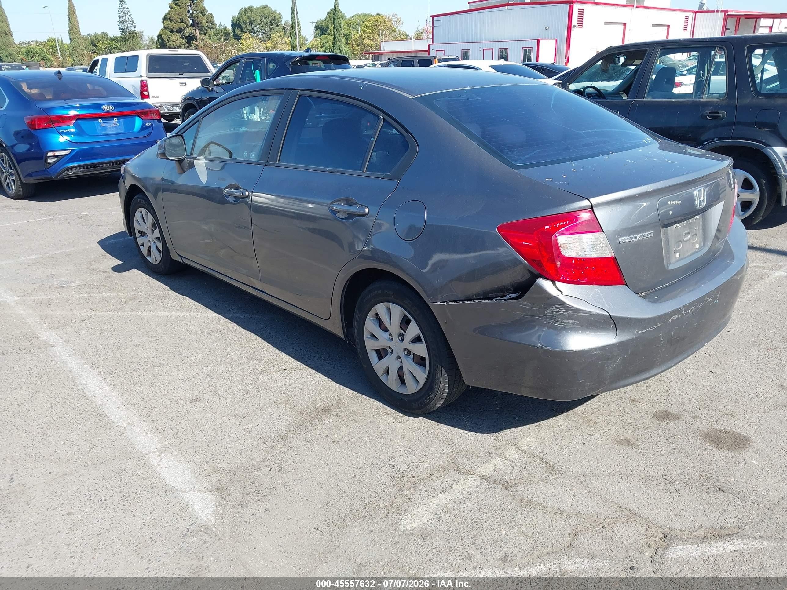 2012 Honda Civic Lx Gray vin: 19XFB2F51CE379637
