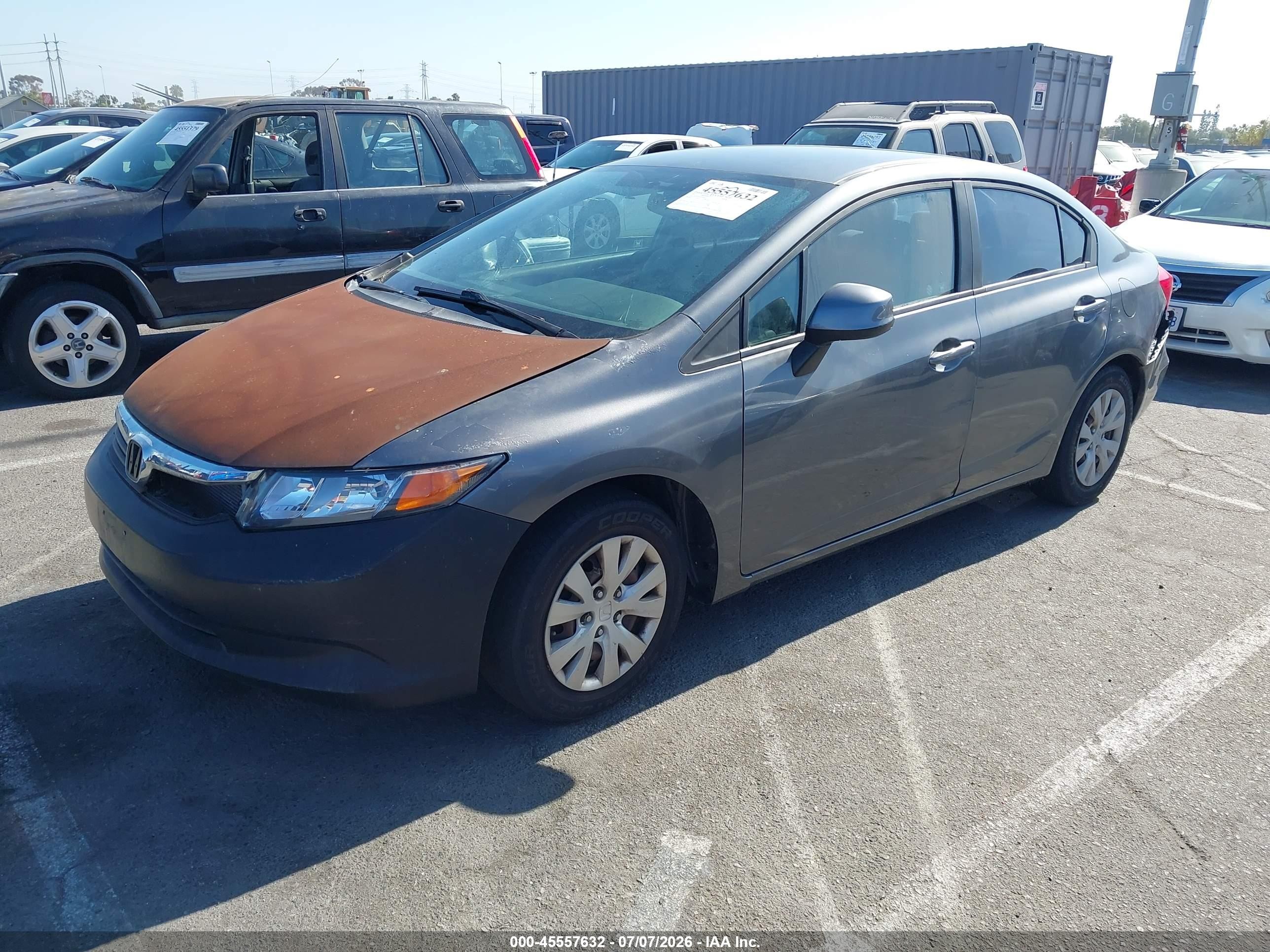 2012 Honda Civic Lx Gray vin: 19XFB2F51CE379637