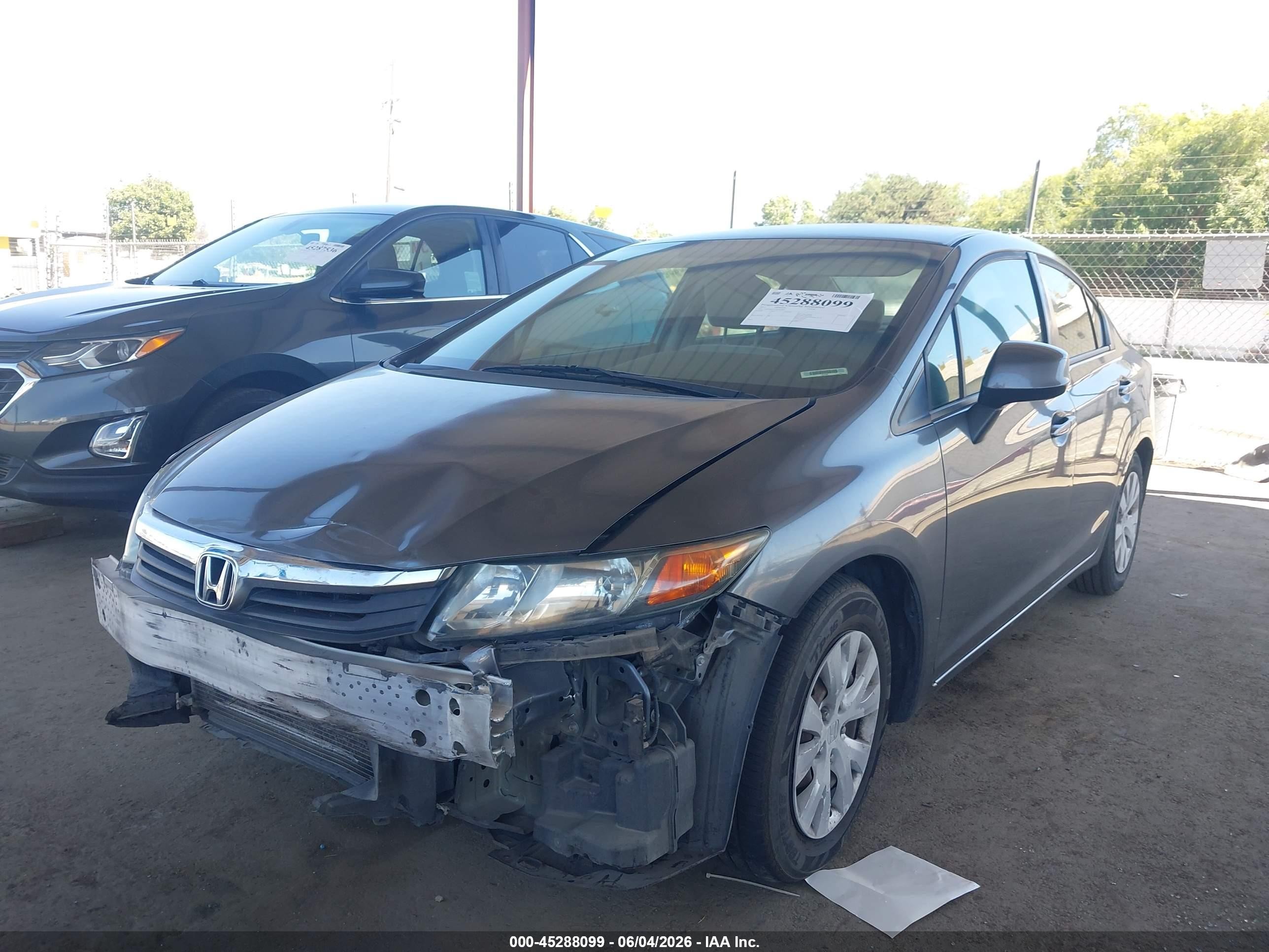 2012 Honda Civic Lx Серый vin: 19XFB2F51CE391884