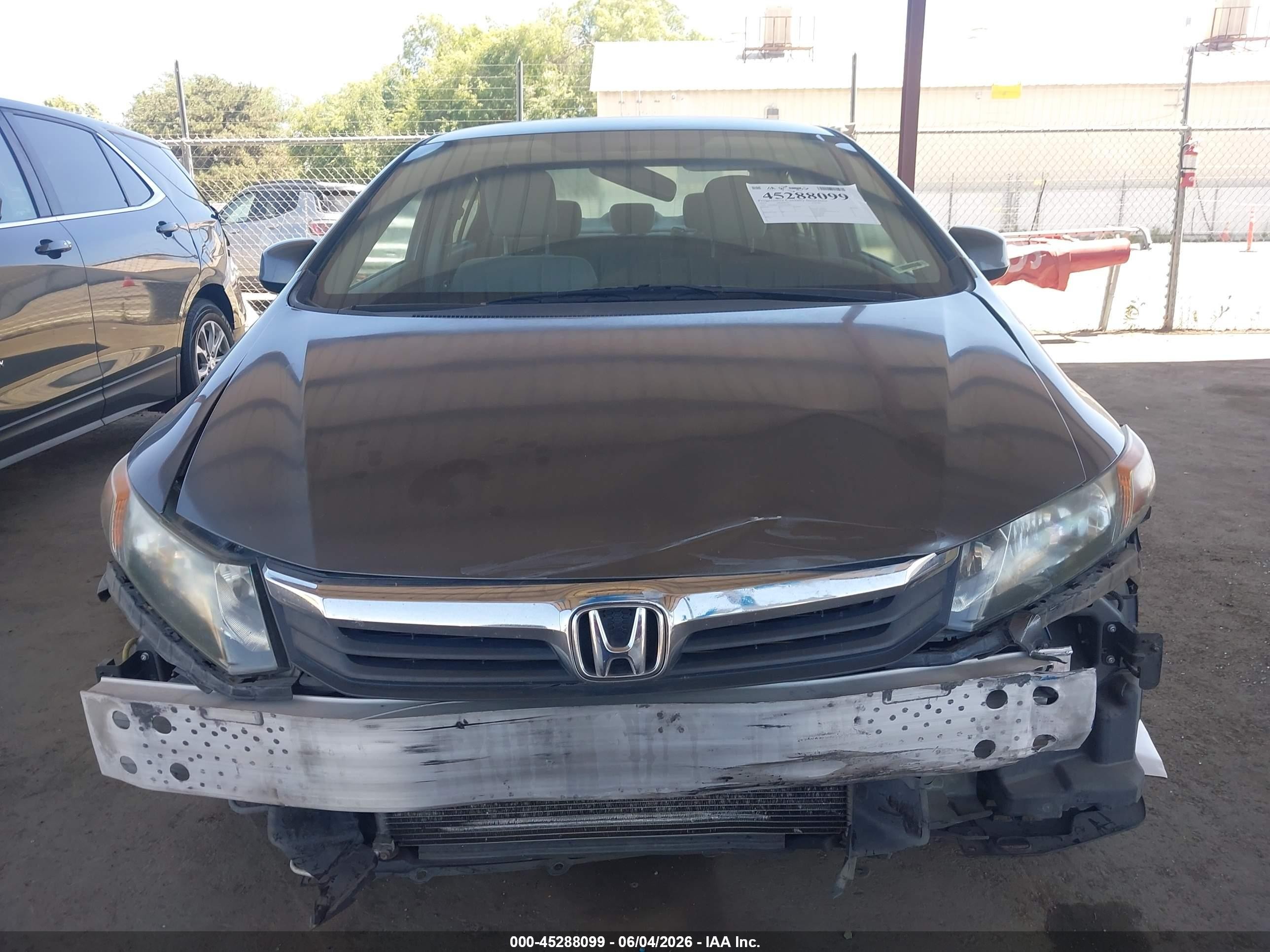 2012 Honda Civic Lx Серый vin: 19XFB2F51CE391884
